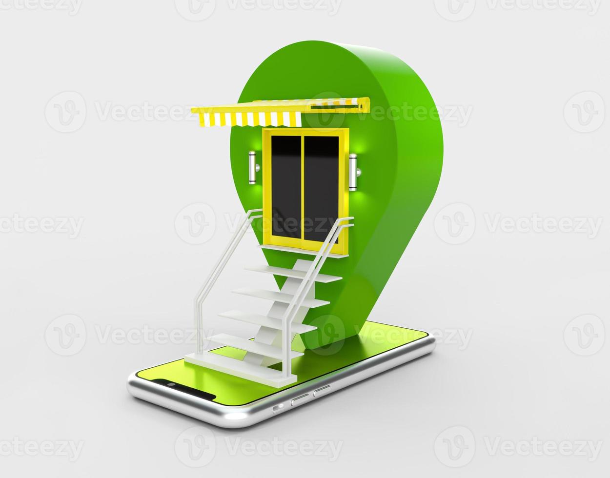 Online store e commerce concept location 3d illustration photo