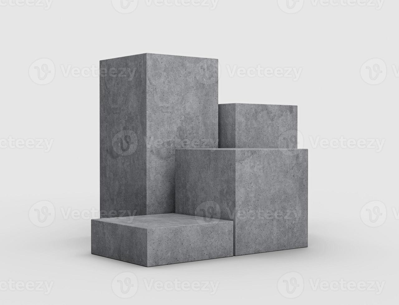 4 Minimal empty podium product presentation concrete podium stand Five Products on white background Pedestal 3d illustration photo