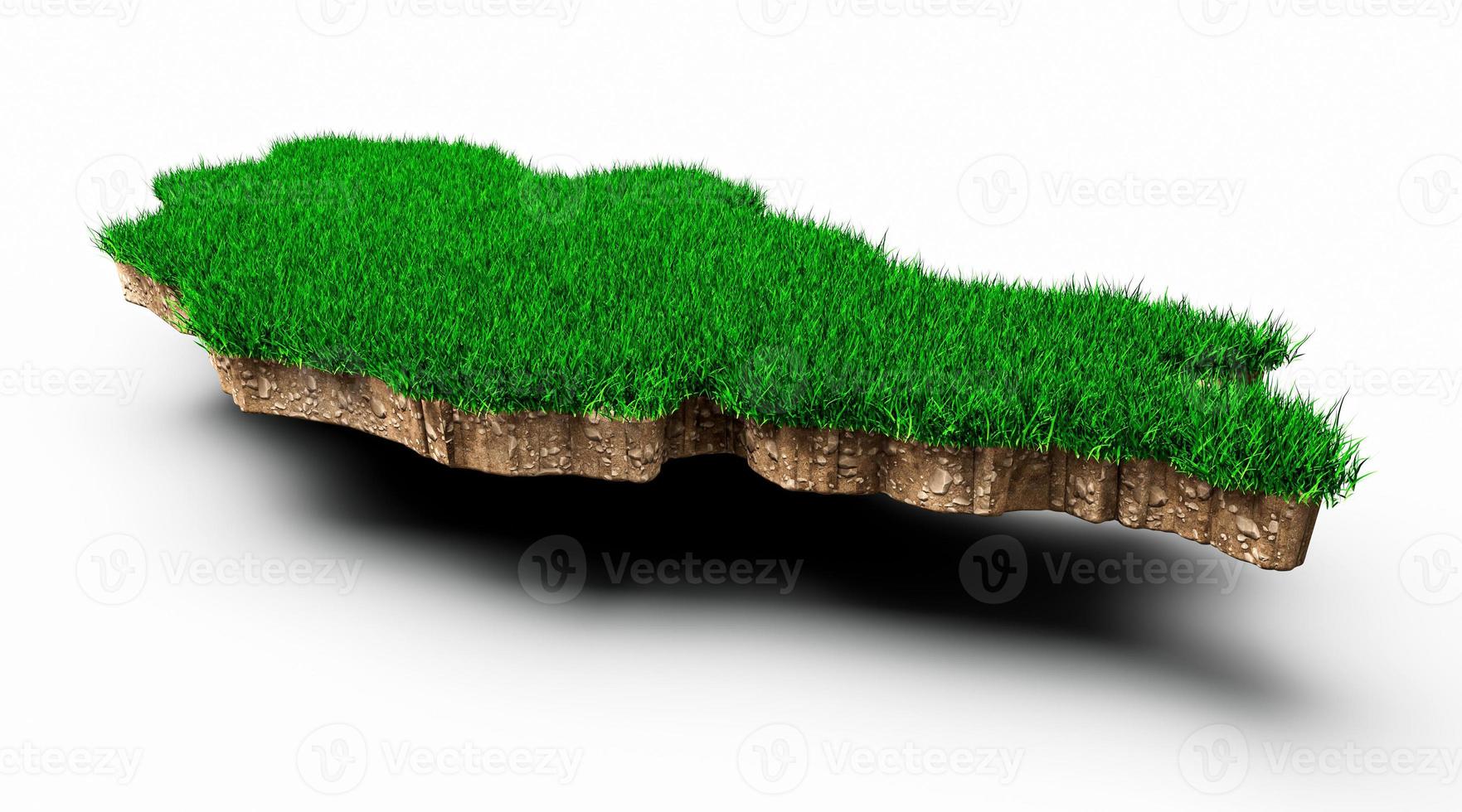 Mongolia Map soil land geology cross section with green grass and Rock ground texture 3d illustration photo