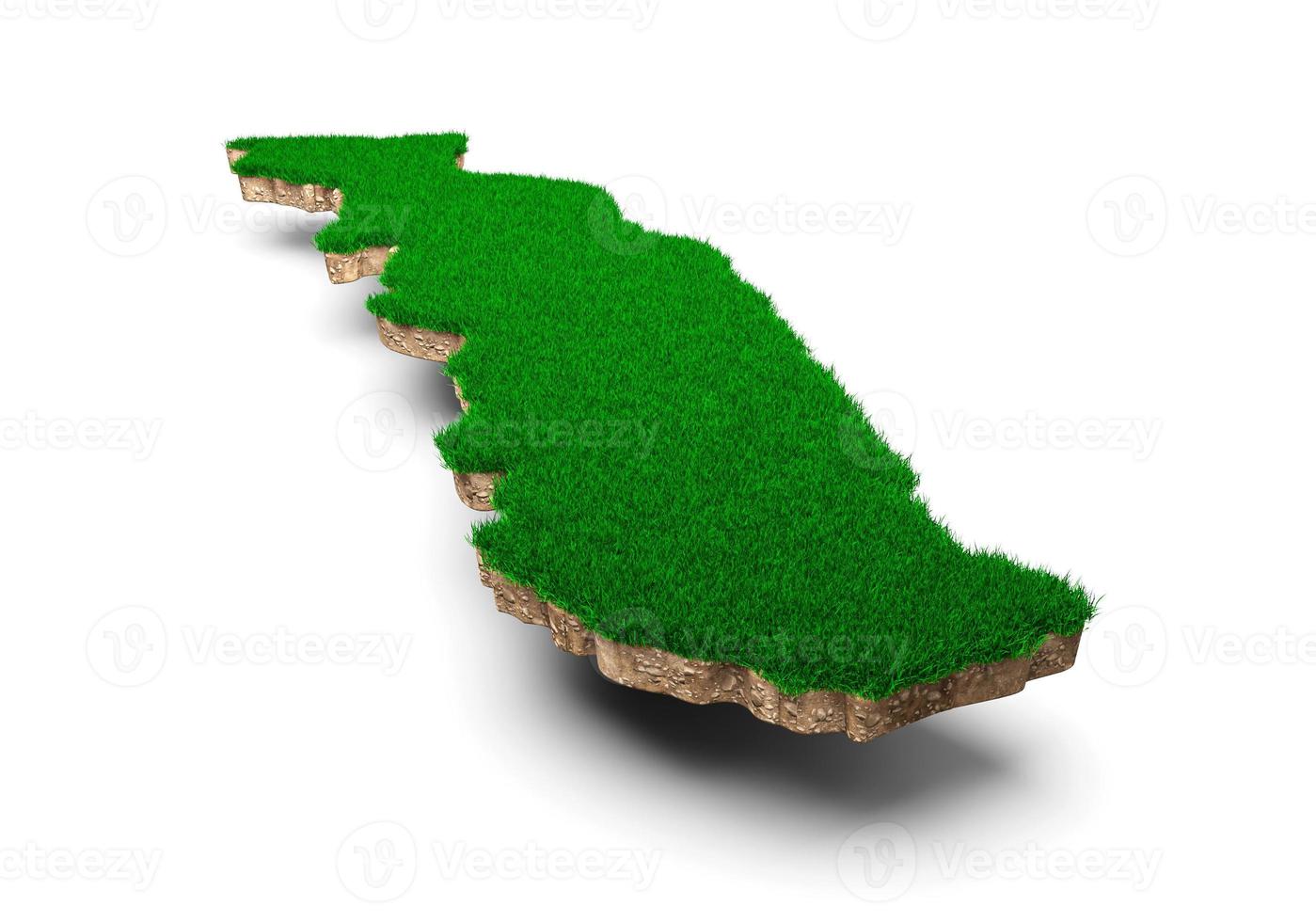 Togo Map soil land geology cross section with green grass and Rock ground texture 3d illustration photo