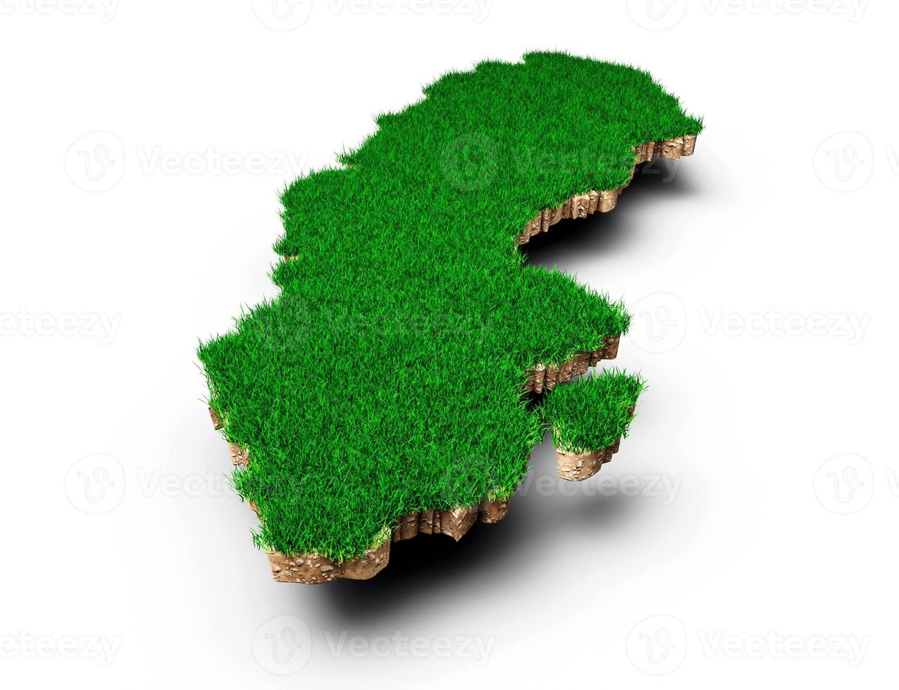 suecia mapa suelo tierra geología sección transversal con hierba verde y roca suelo textura 3d ilustración foto