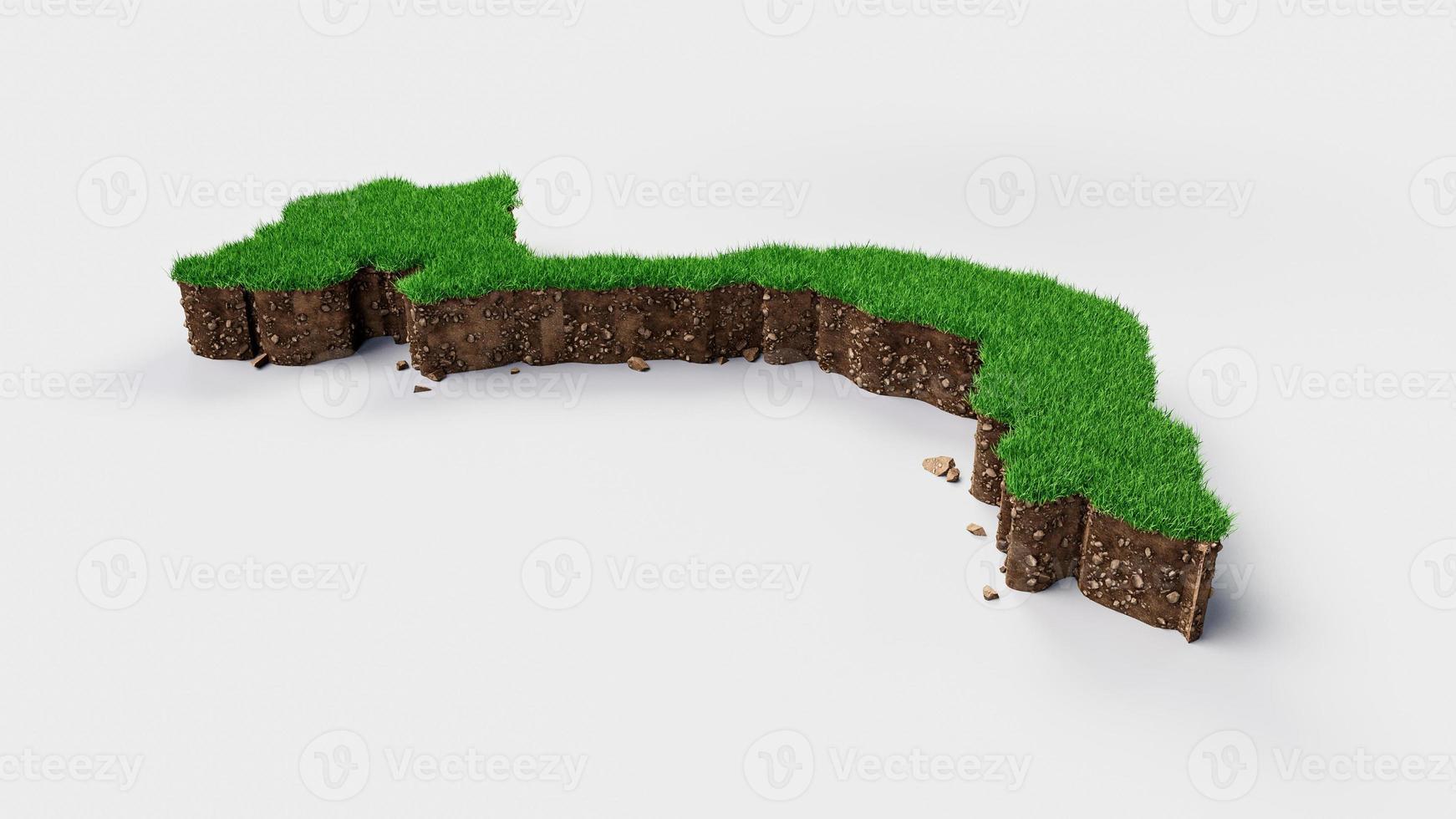 Detailed Vietnam Map with green Grass and soil mud 3d illustration photo
