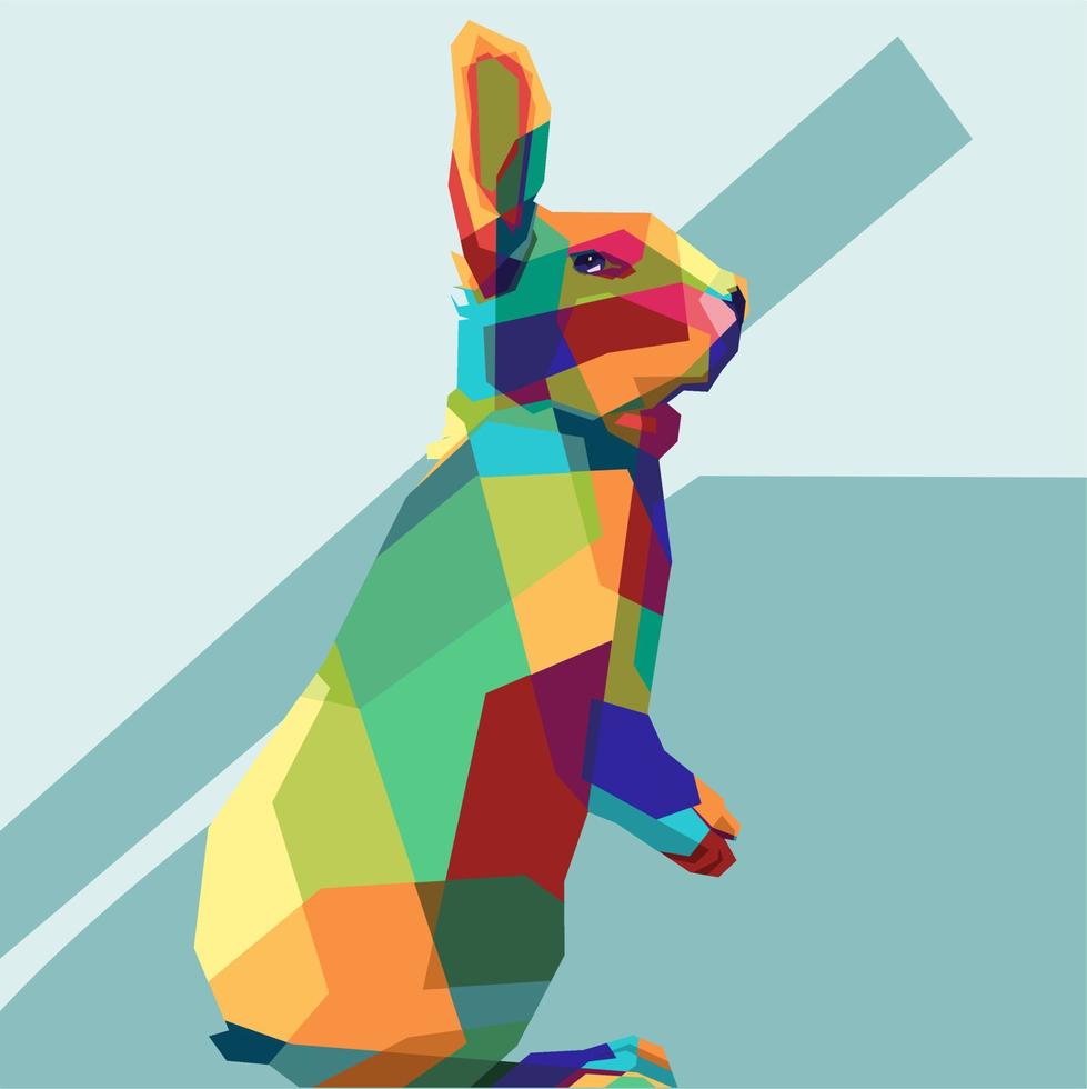 wpap de conejo, rectángulo de arte pop animal, ilustración vectorial colorida, vector