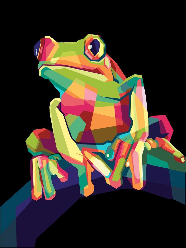 colorful frog pop art, rectangle mosaic, vector