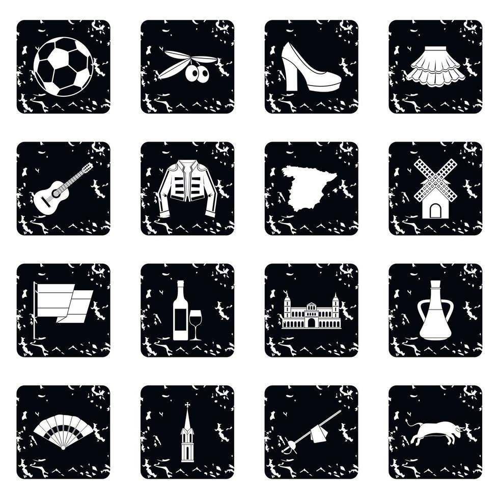 Spain travel icons set vector