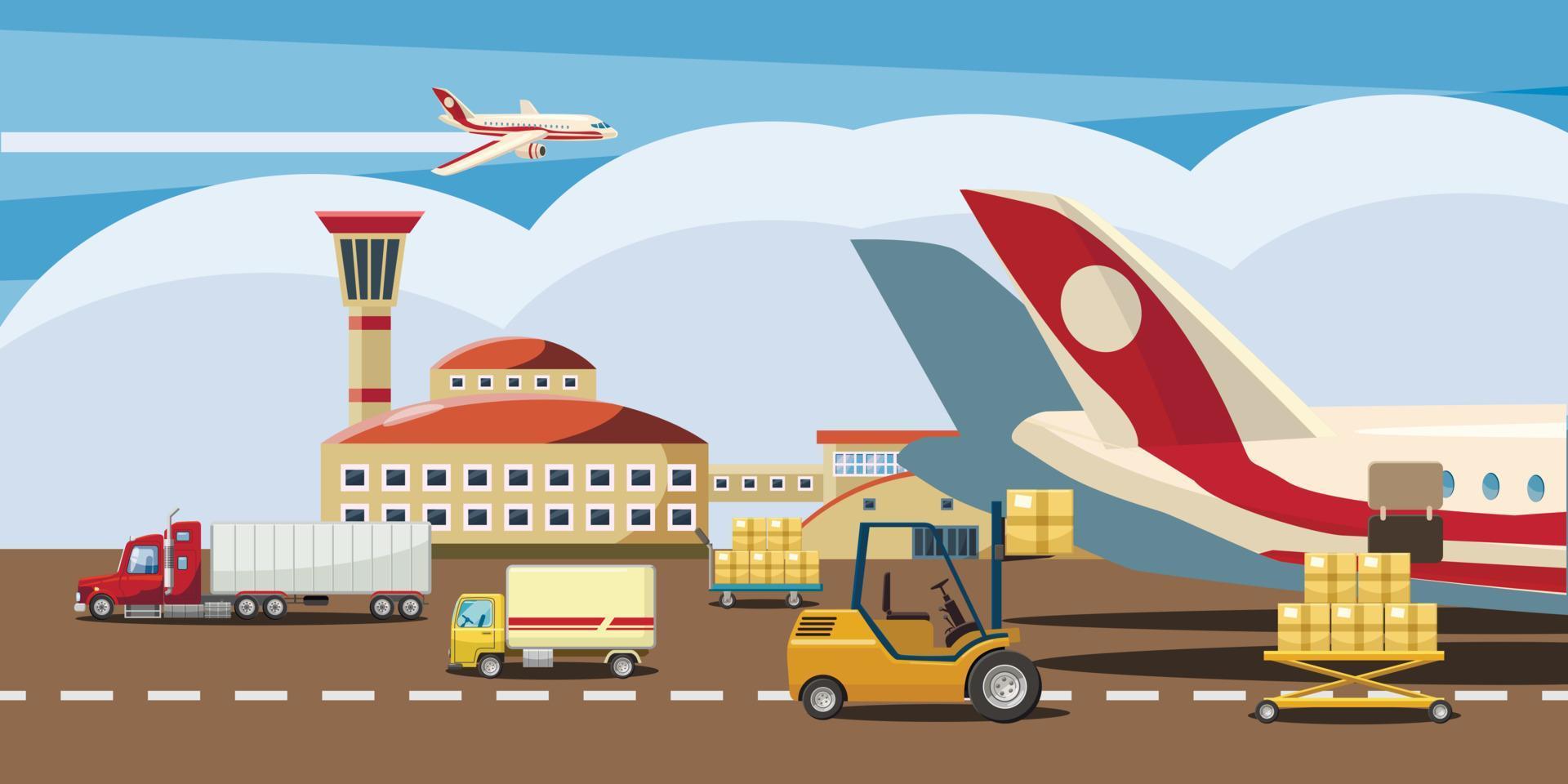 Logistic horizontal banner, cartoon style vector