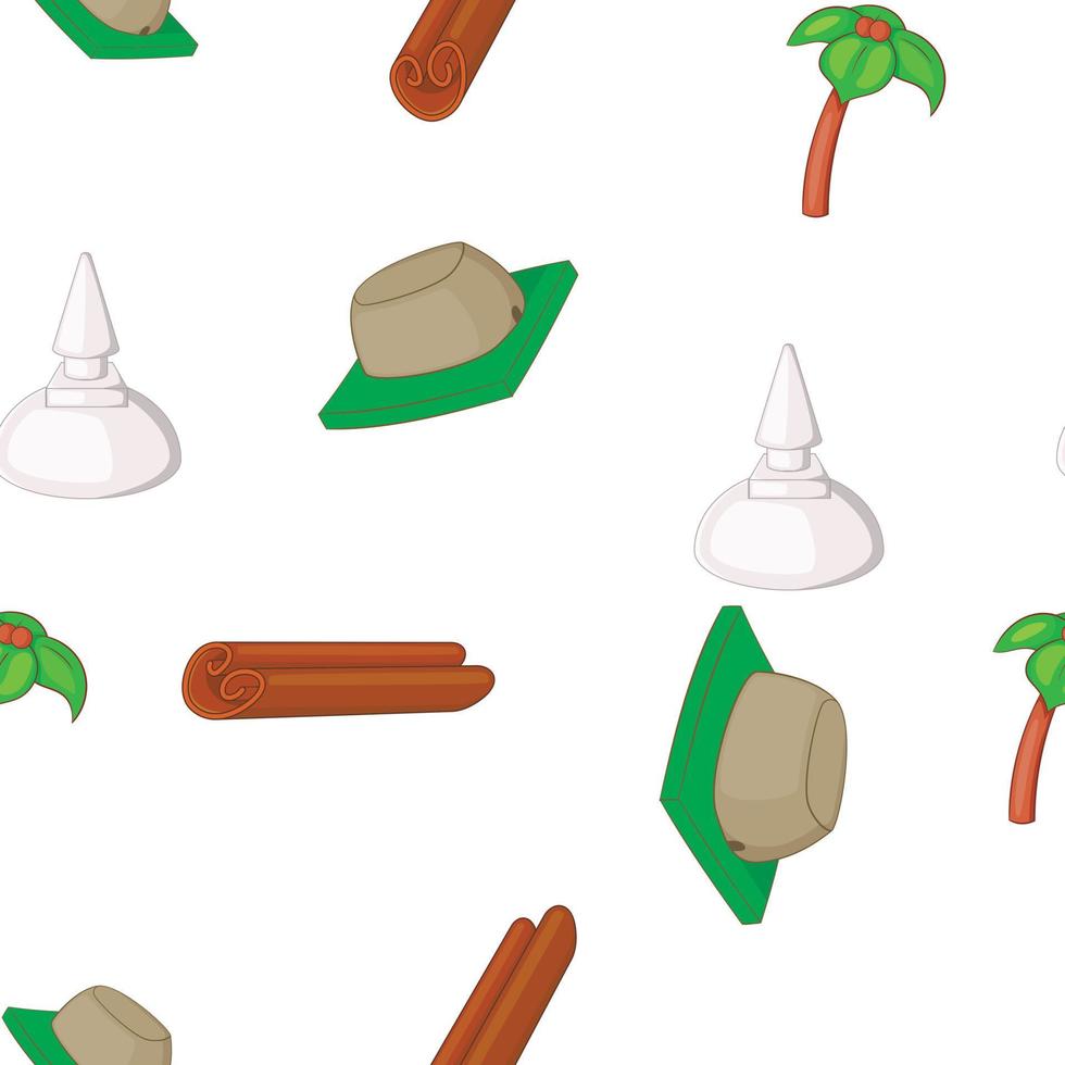 Attractions of Sri Lanka pattern, cartoon style vector
