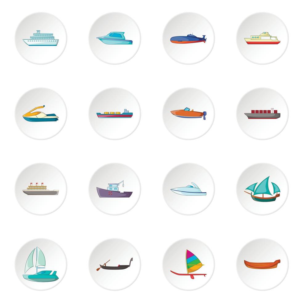 conjunto de iconos de barco y barco vector