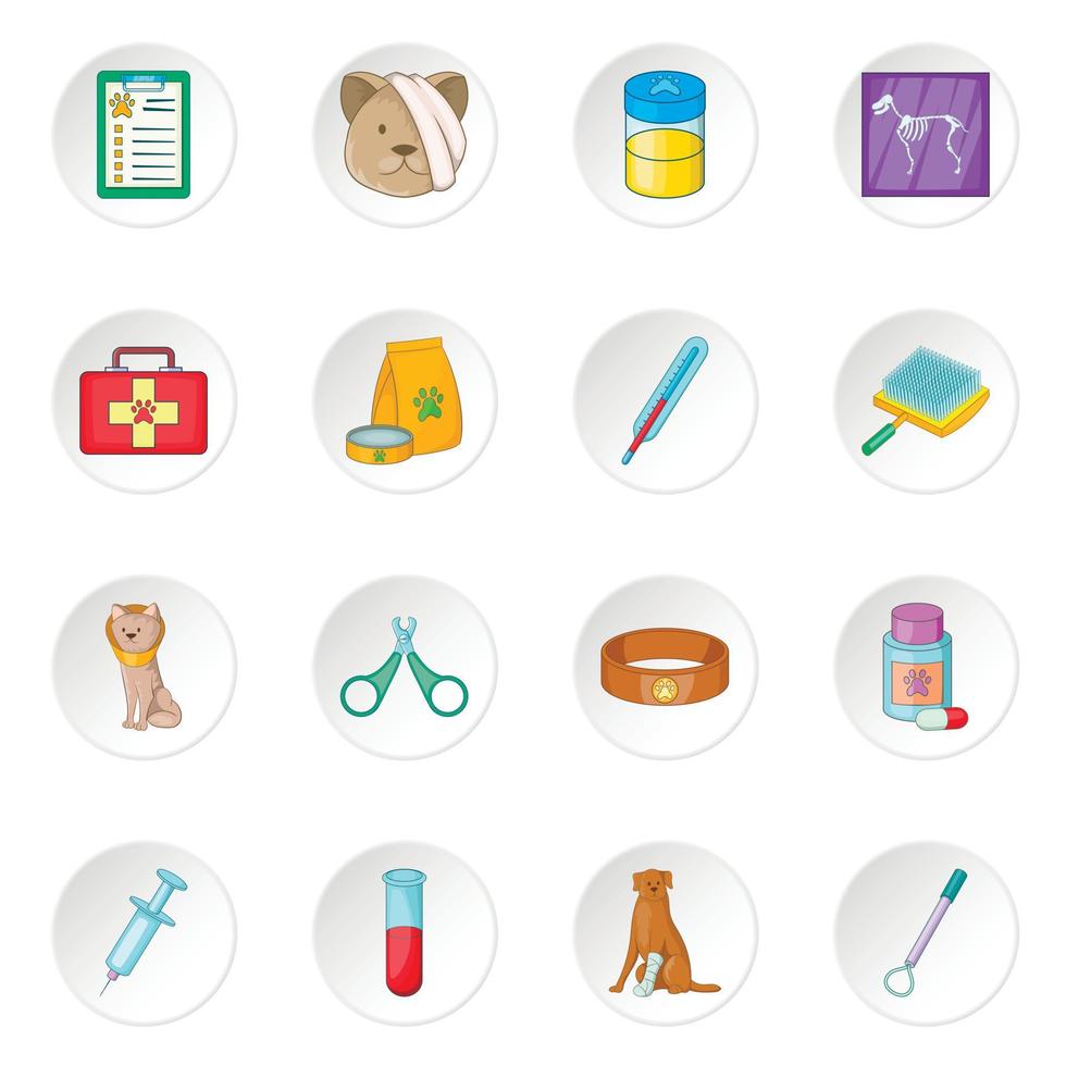 Veterinary clinic icons set vector