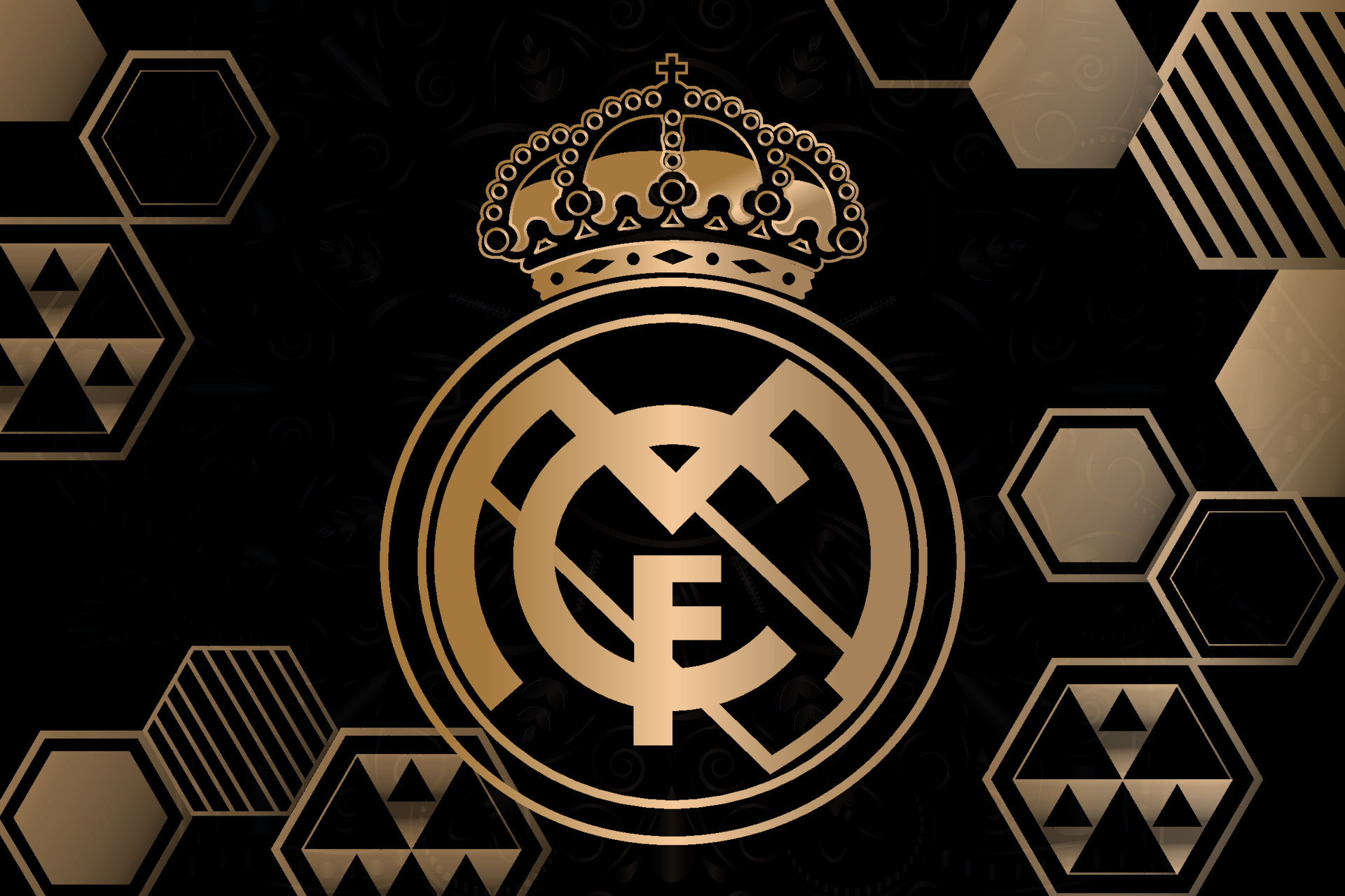 logotipo de madrid, escudo del club de fútbol, emblema en un fondo negro y  dorado 8252911 Vector en Vecteezy