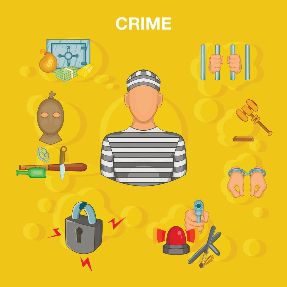 Crime accident concept, cartoon style vector