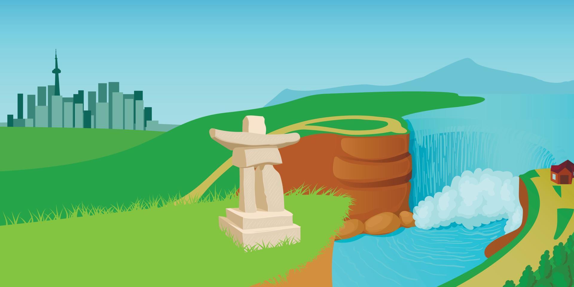 Canadá paisaje banner horizontal, estilo de dibujos animados vector