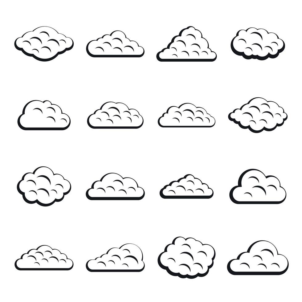 conjunto de iconos de nubes, estilo simple vector