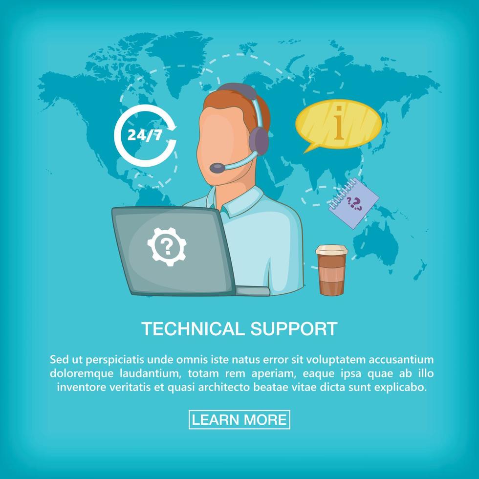 soporte técnico de concepto de centro de llamadas, estilo de dibujos animados vector