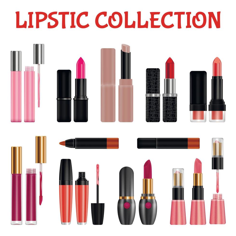 Lipstick mockup set, realistic style vector