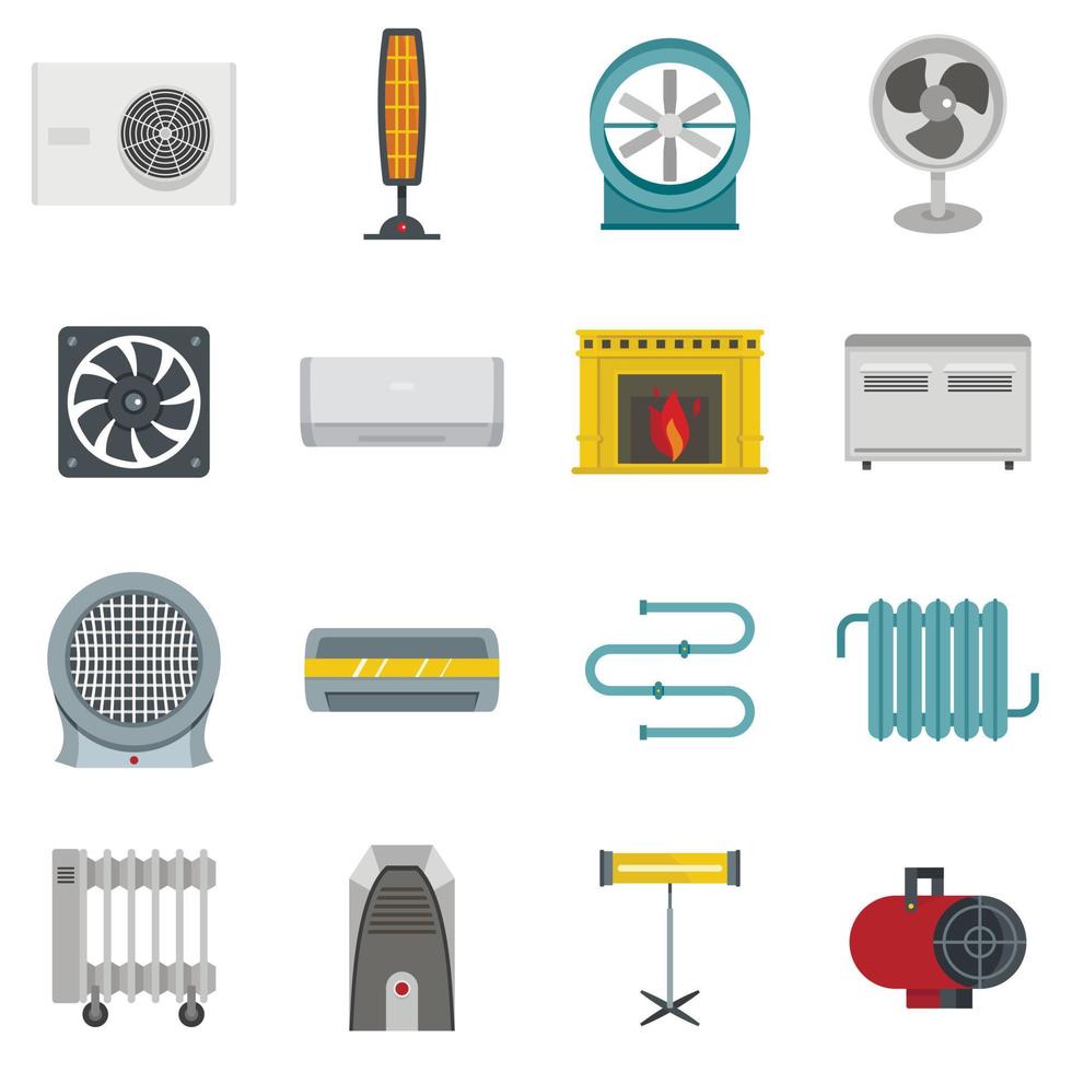 Heating cooling air icons set in flat style vector