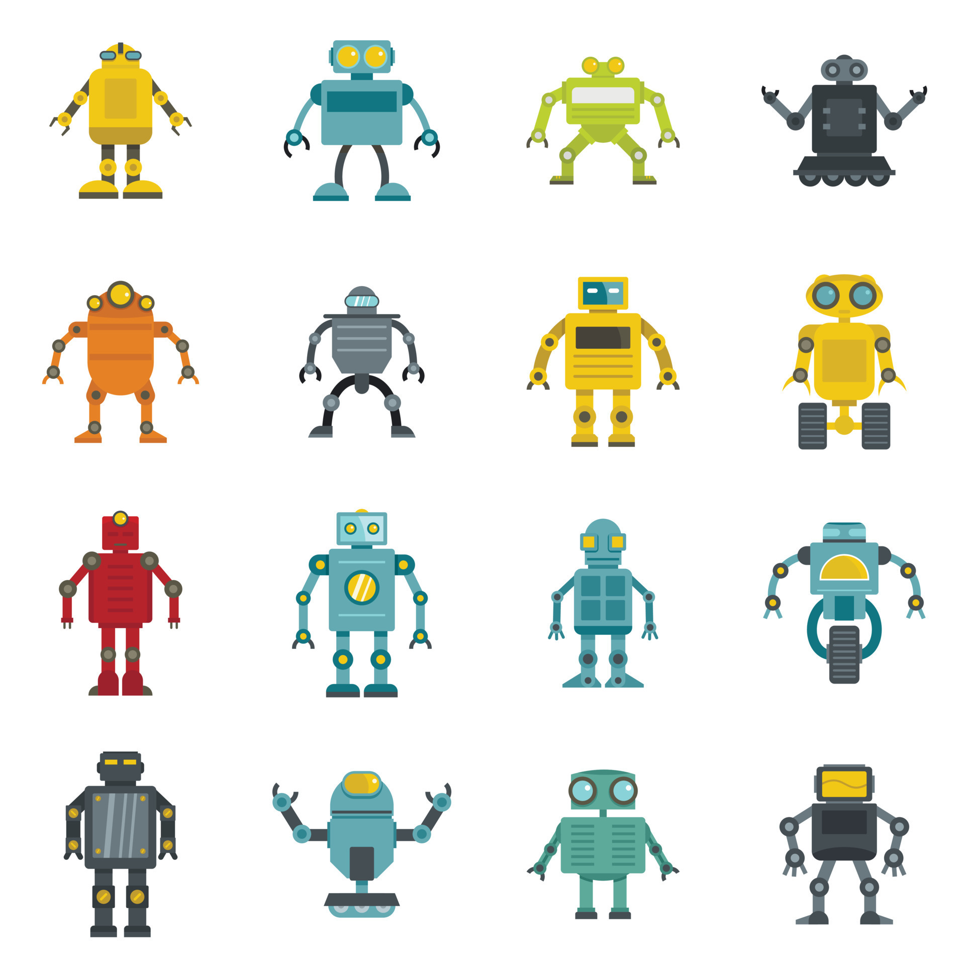 Robot icons set in flat style 8253010 Vector Art at Vecteezy