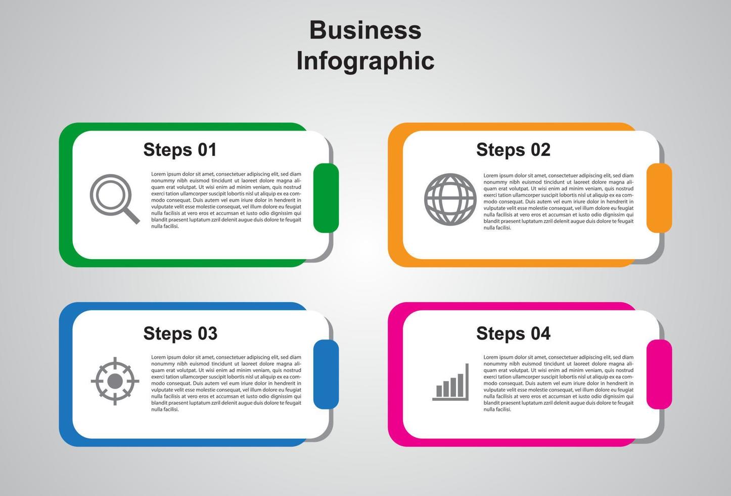 Plantilla de elemento infográfico colorido de 4 pasos. diseño para presentación. vector