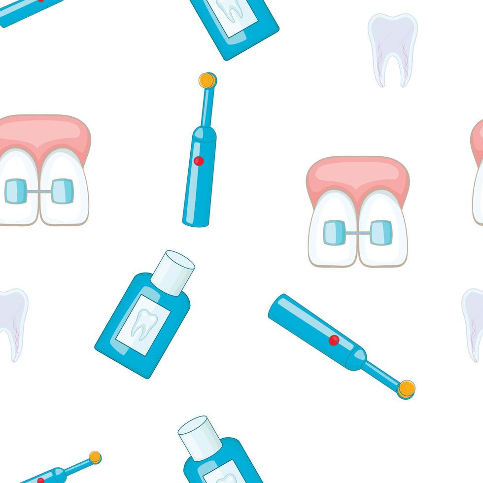 Dental treatment pattern, cartoon style vector