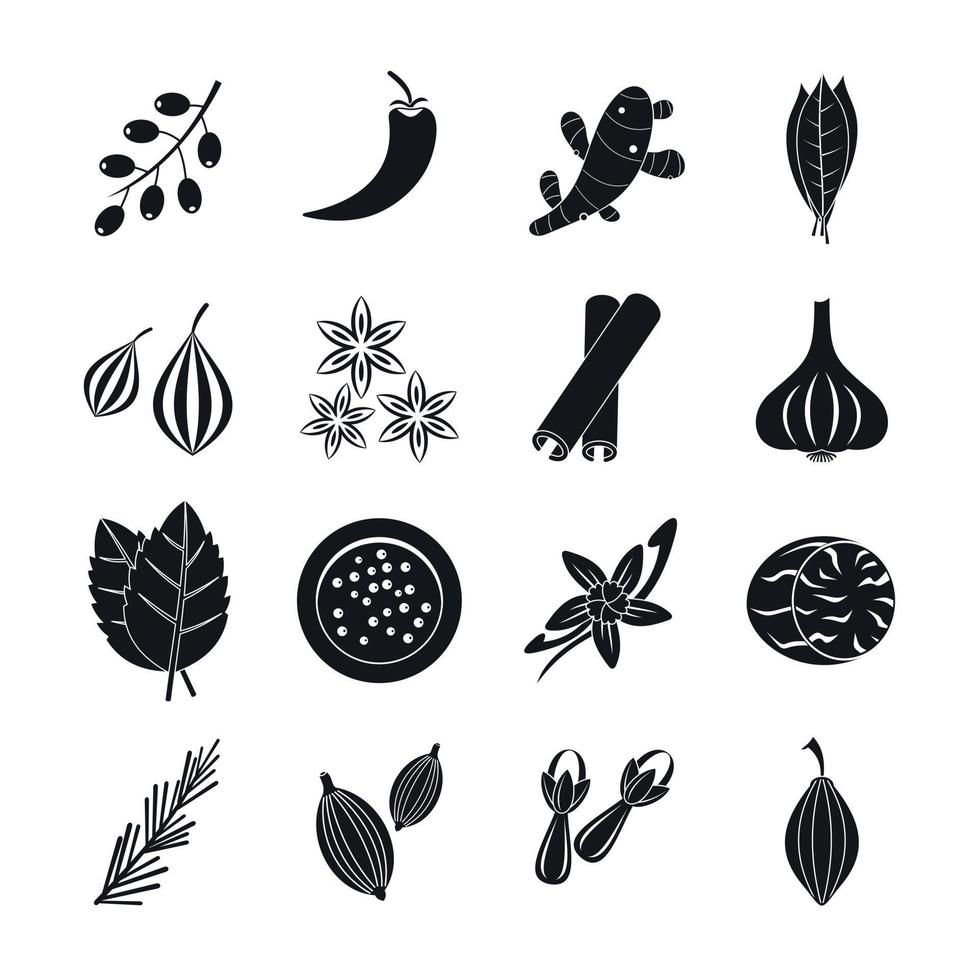 Spice icons set, simple style vector