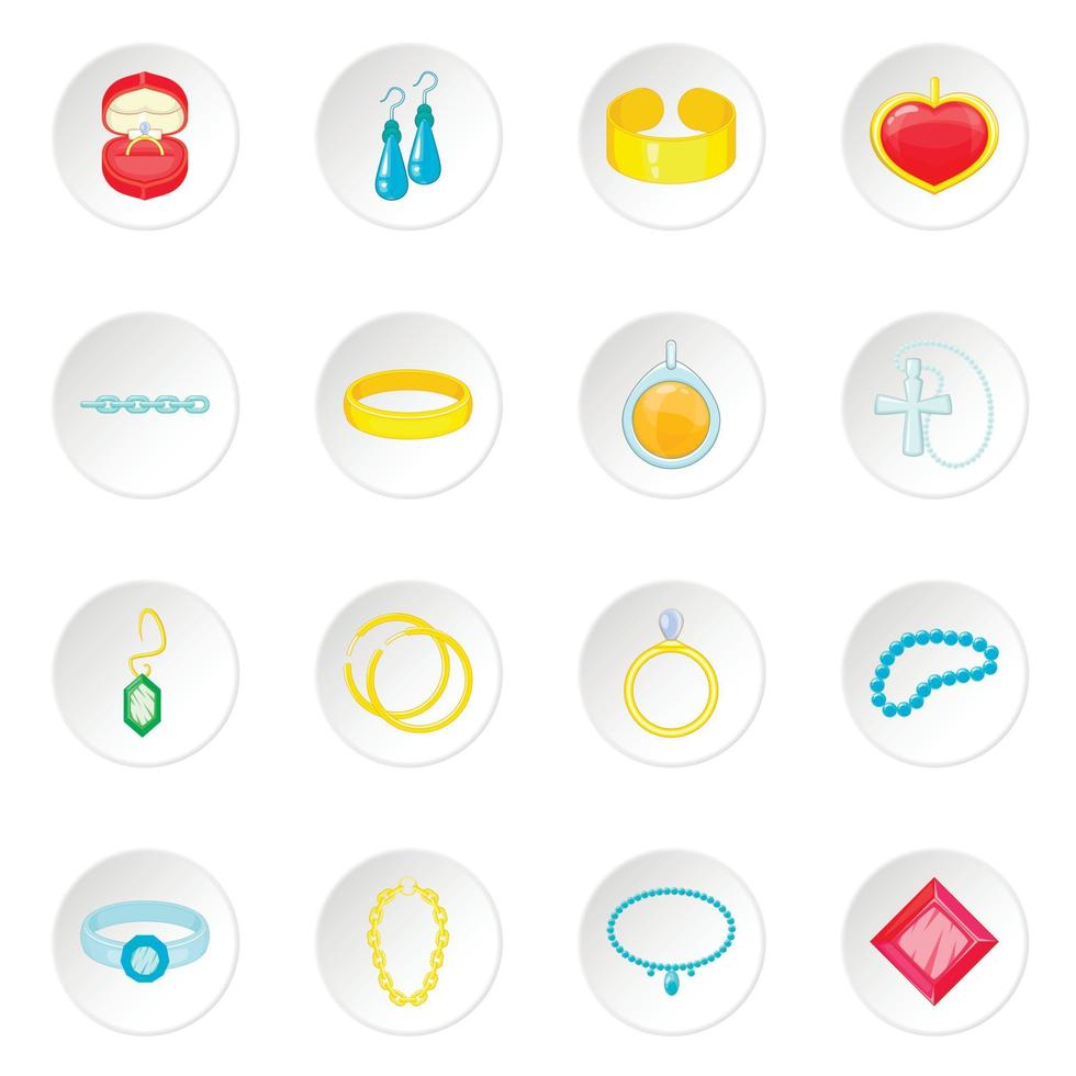 Jewelry items icons set vector