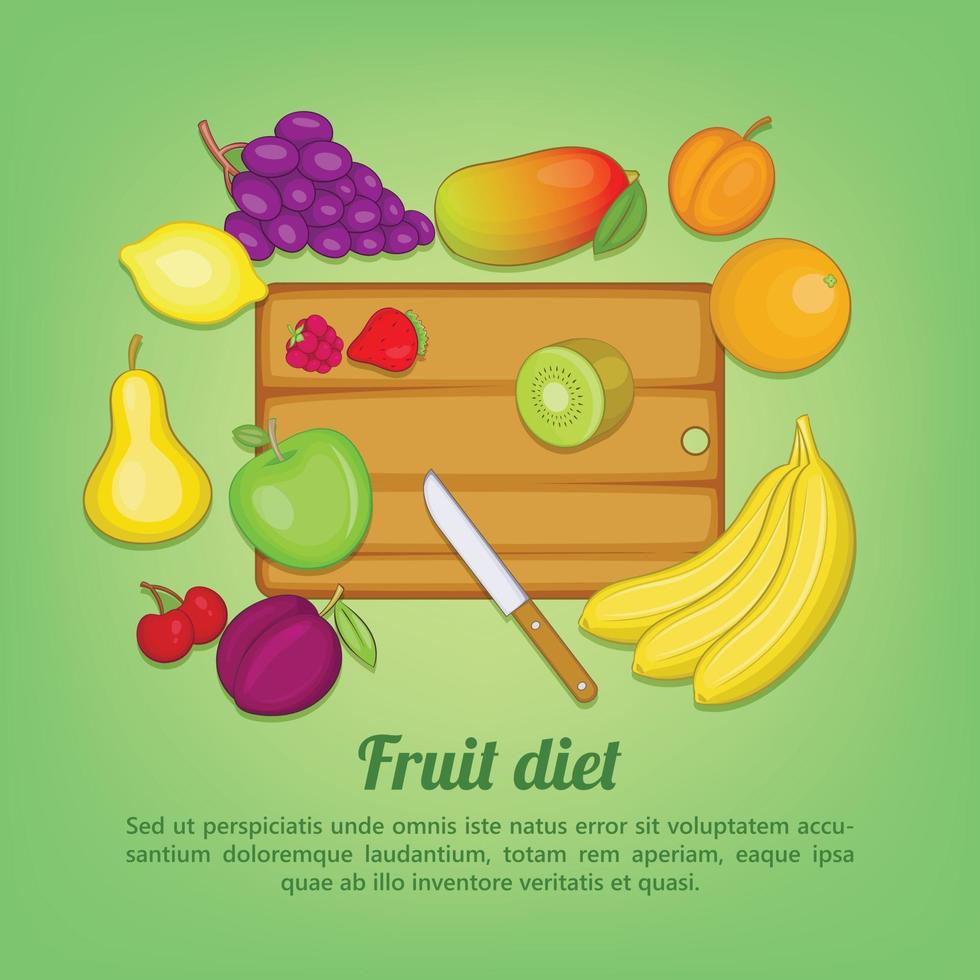 Fruits concept cut knife, cartoon style vector