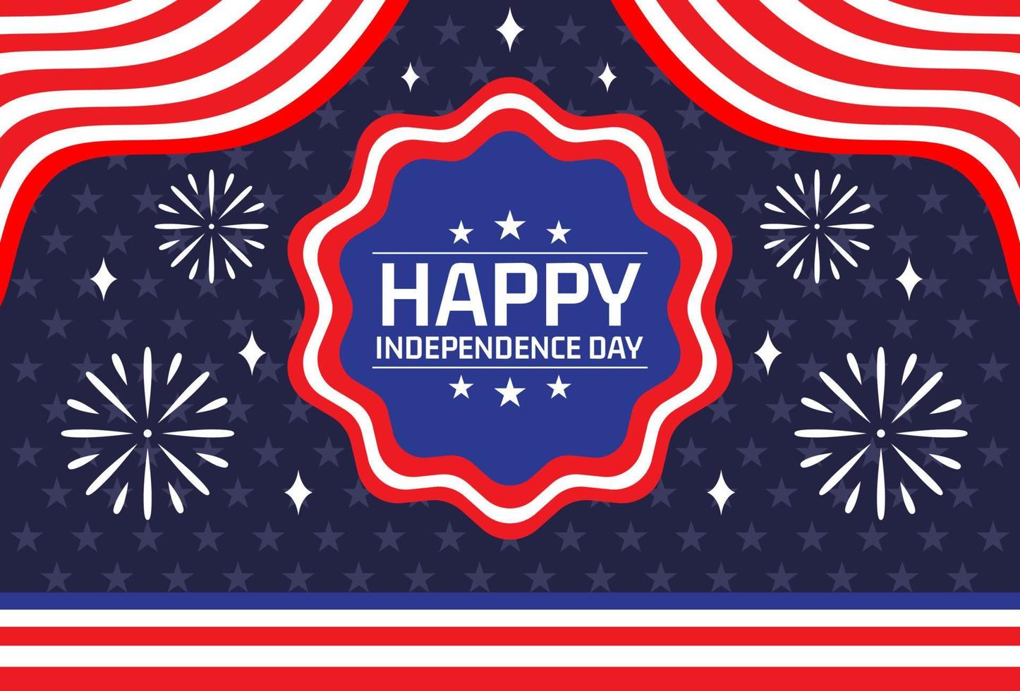 United States independence greeting design with flag and fireworks decoration. vector