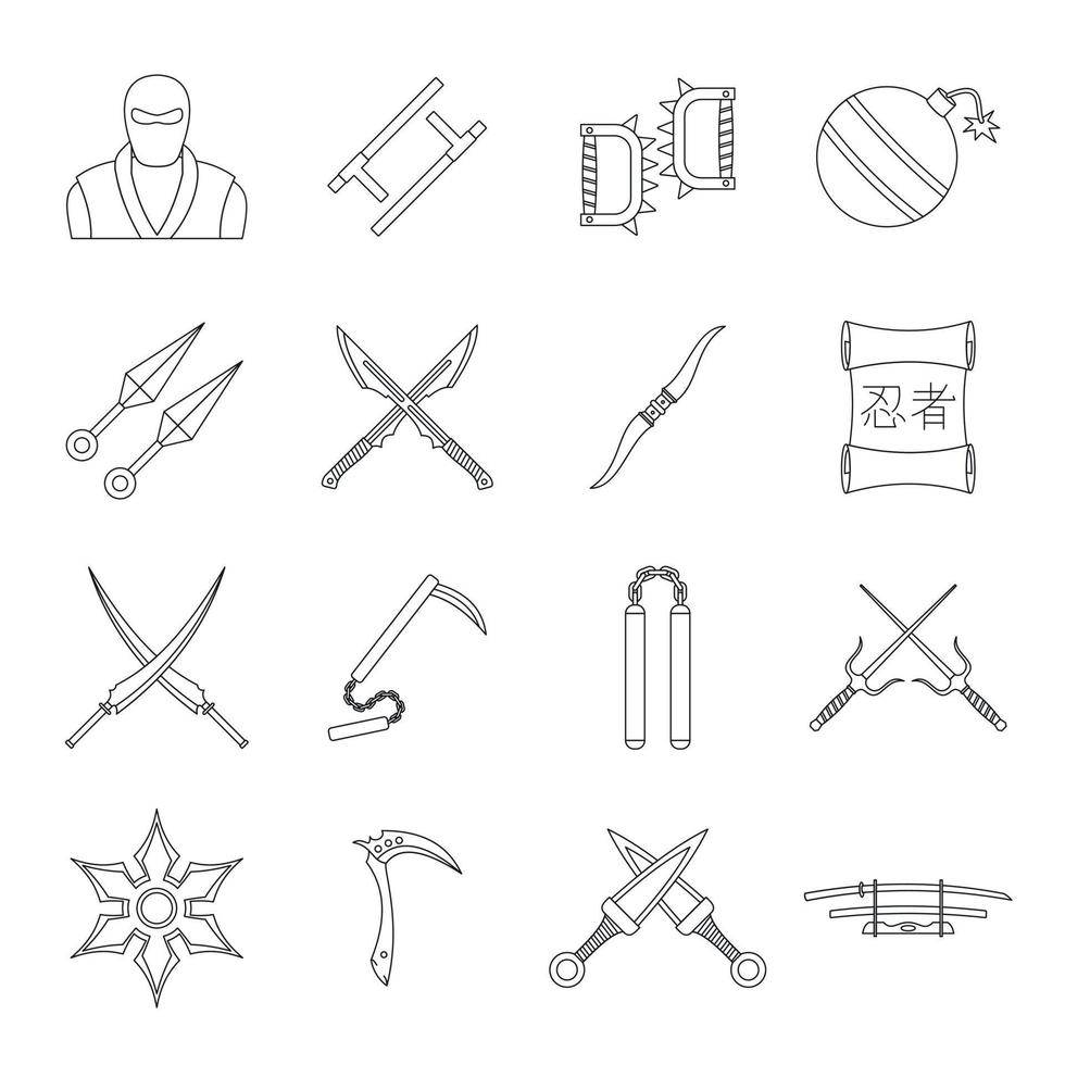 Ninja tools icons set, outline style 8253199 Vector Art at Vecteezy