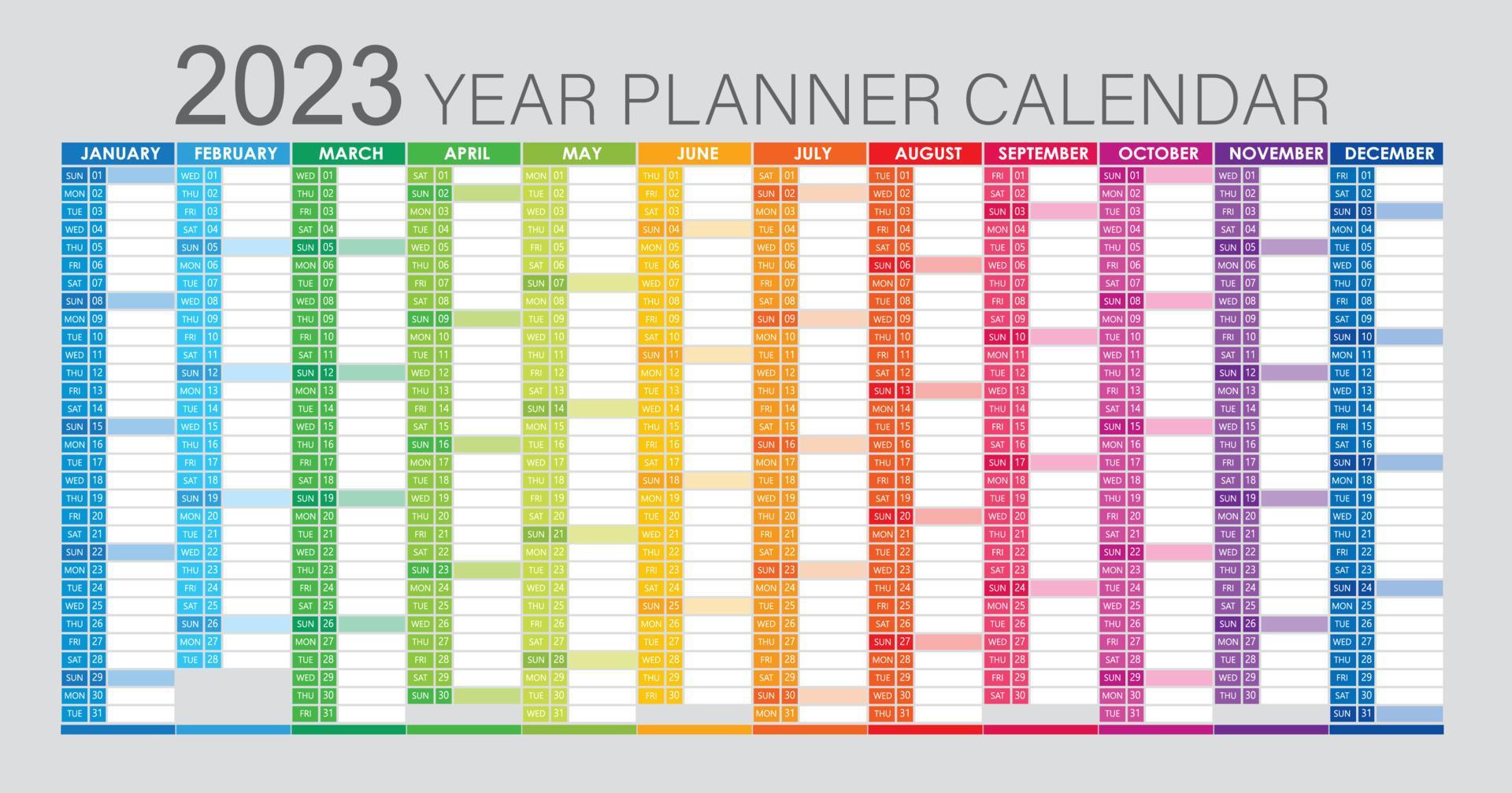 2023 Yearly Planner Calendar Annual Wall Chart 200 Sticker Dots ...