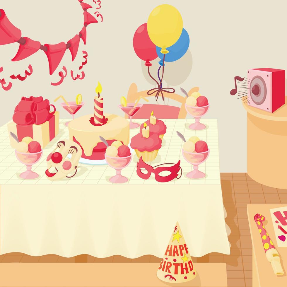 Happy birthday concept, cartoon style vector