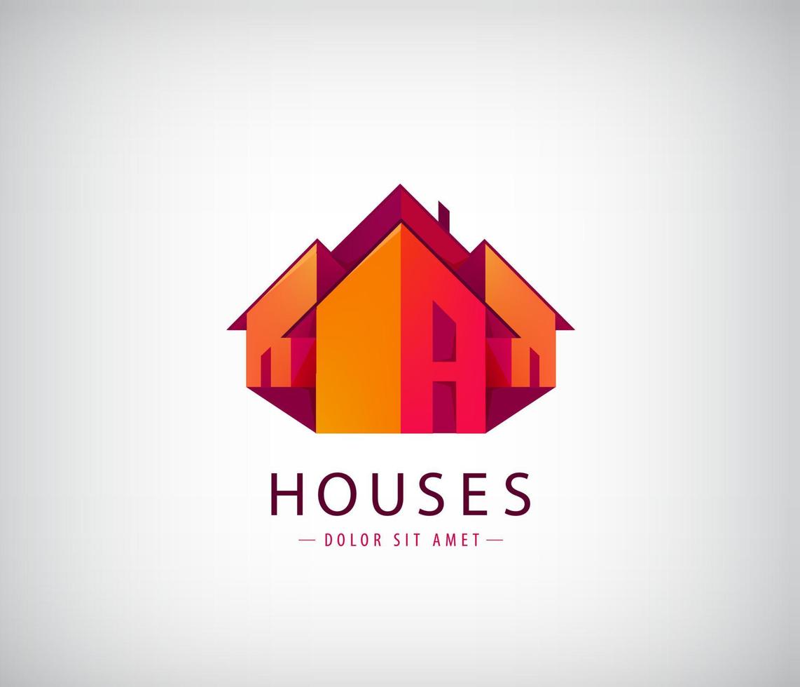 Vector geometric origami abstract house logo. Use for real estate, architecture, construction and building icons.