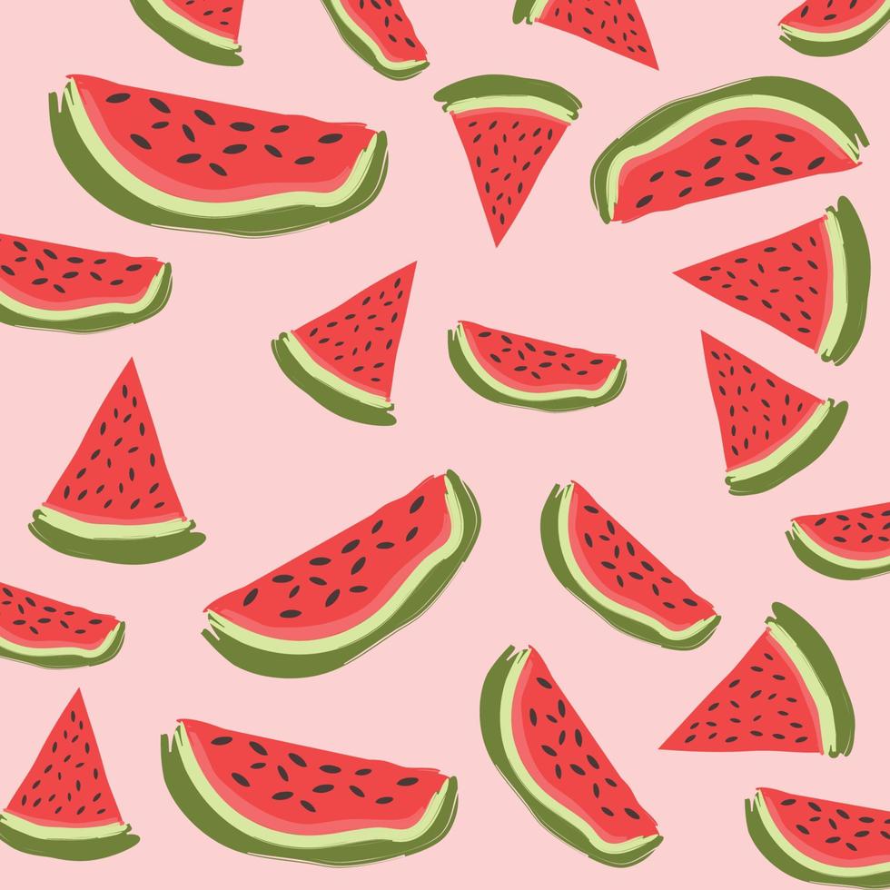 hand drawn slices fresh watermelon fruit pattern pretty cute background suitable for packaging vector