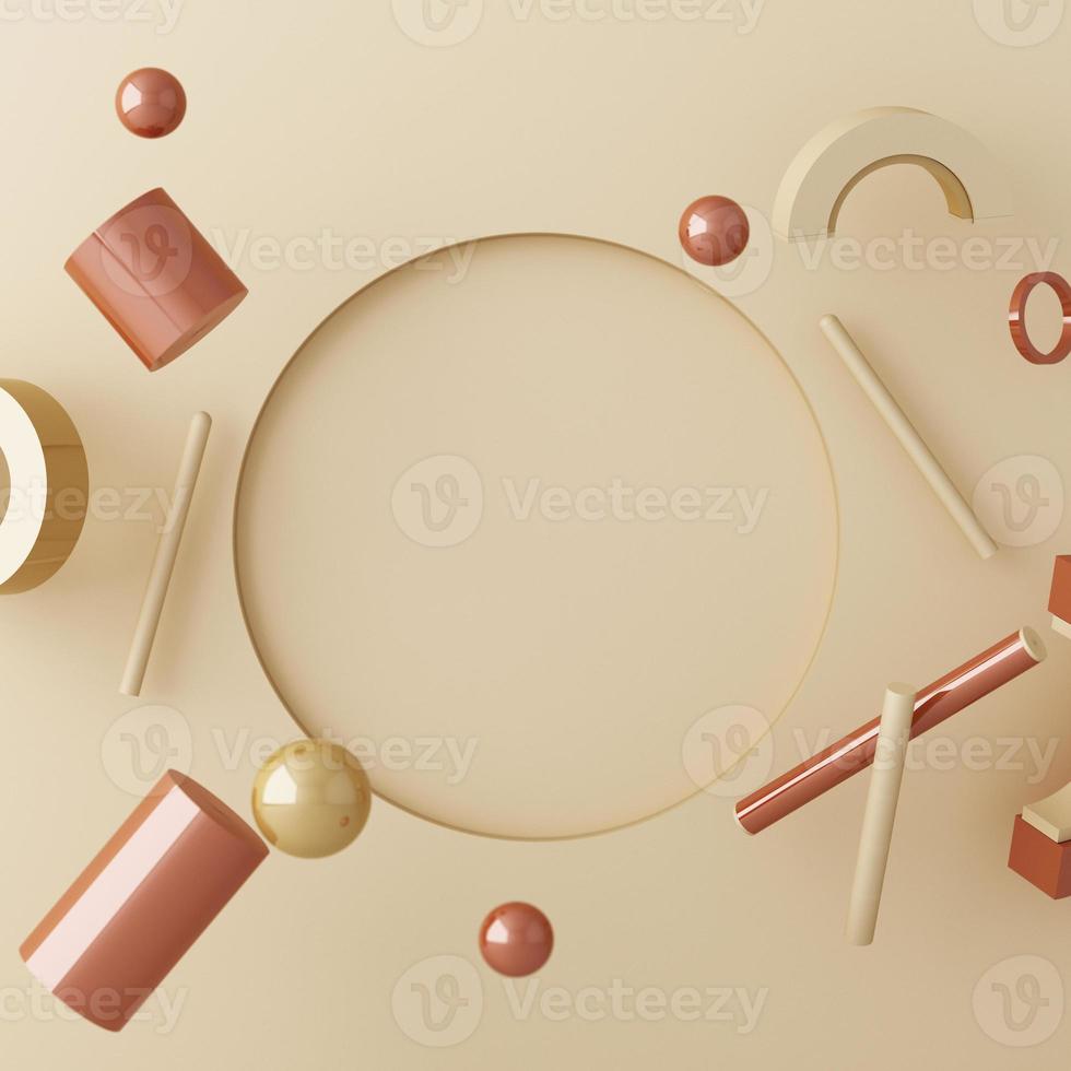 Minimal abstract geometric background with direct sunlight in shades of green and yellow. Showcase scene with empty podium for product presentation 3d rendering photo