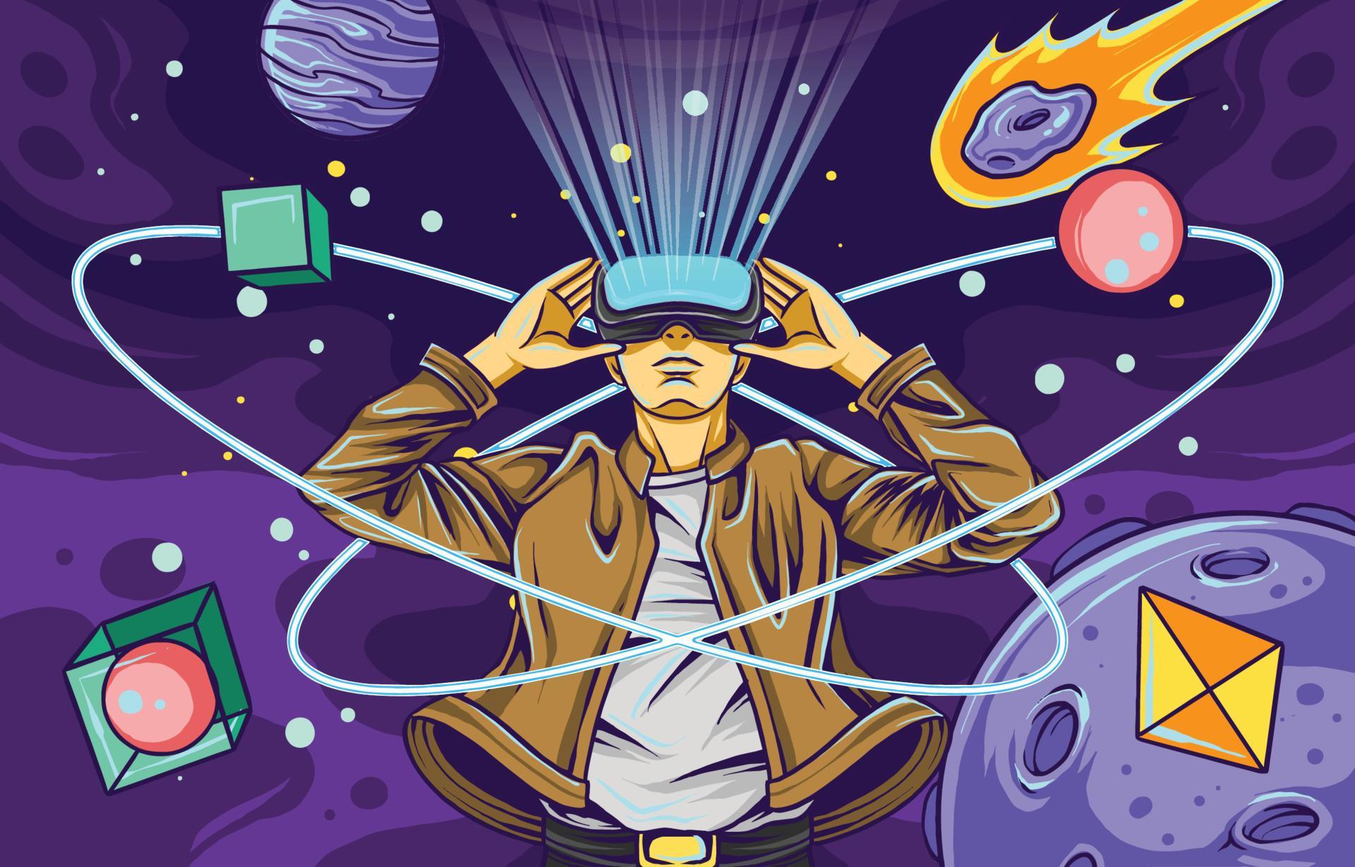 Virtual Universe Theme Concept 8253587 Vector Art at Vecteezy
