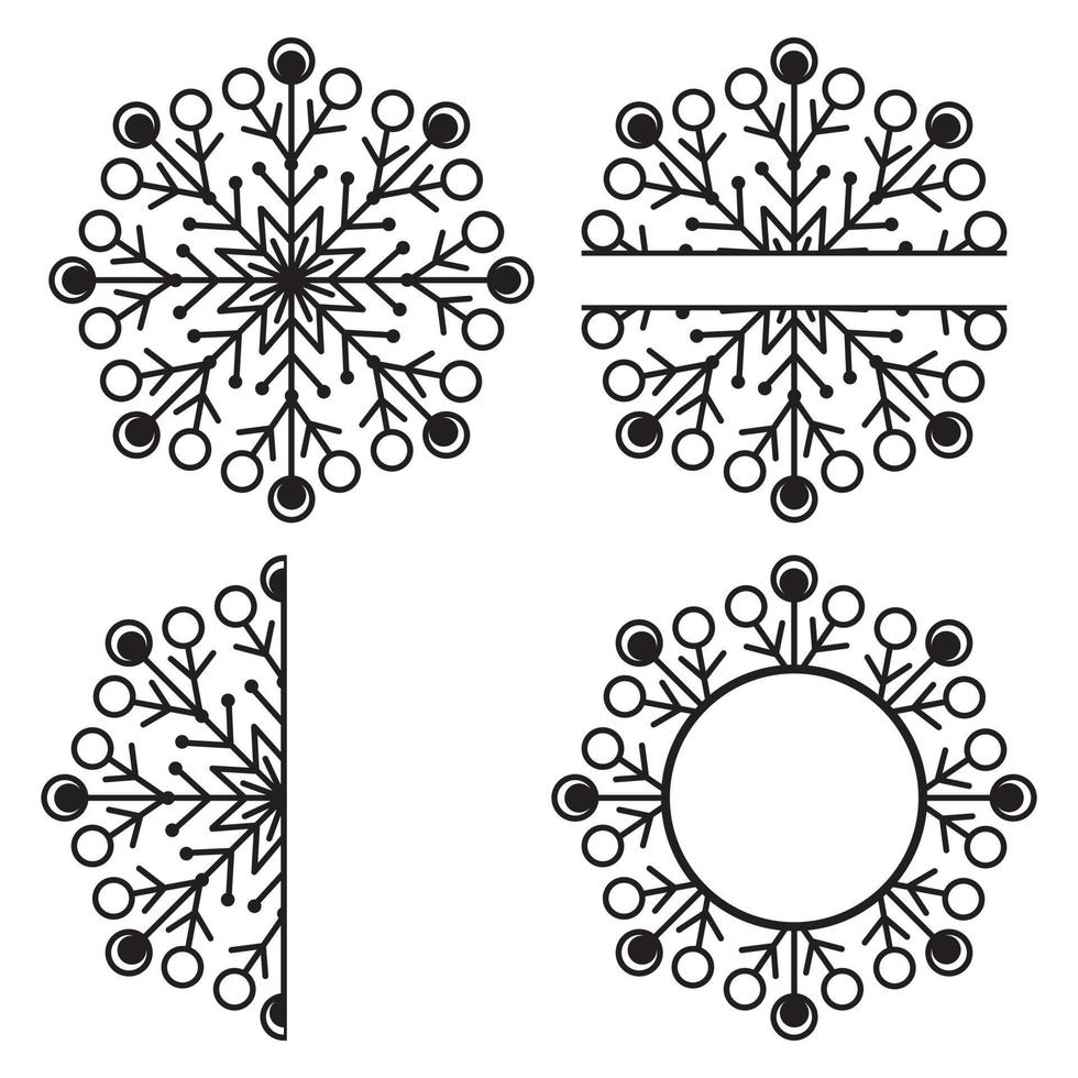 openwork snowflake mandala stencil for postcard decor, vector illustration