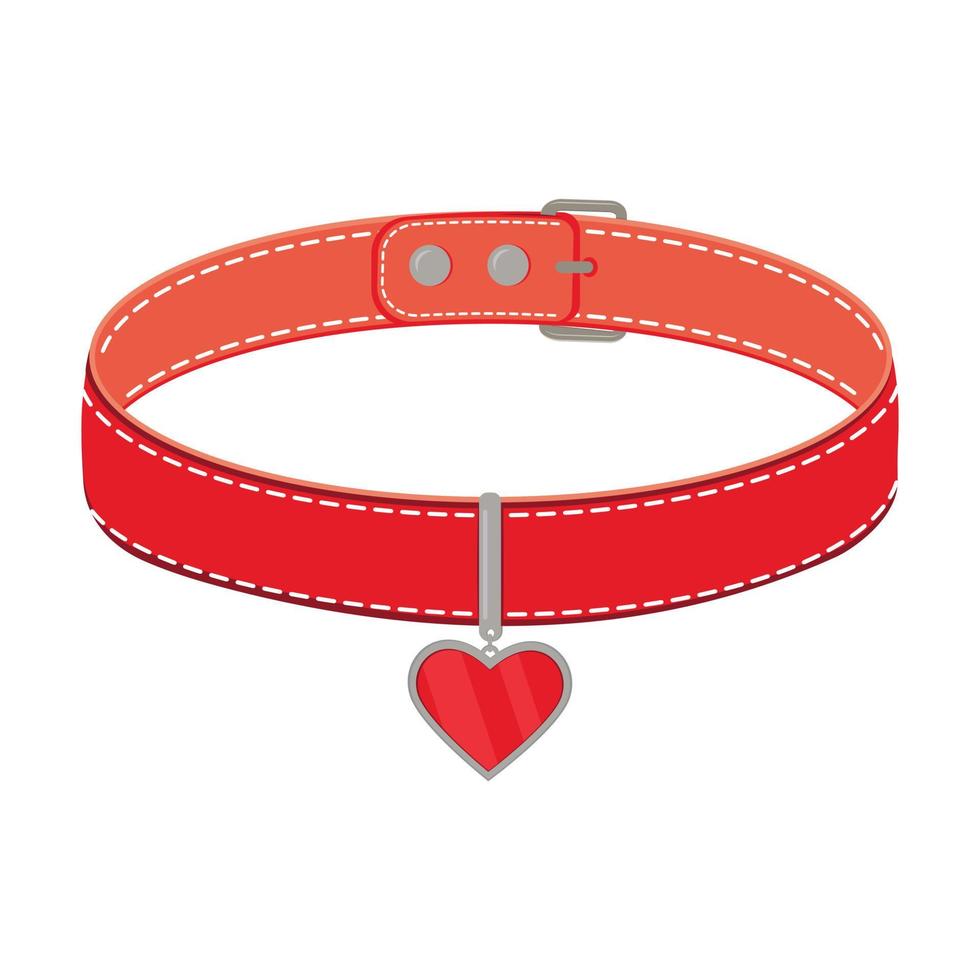 A collar for cats and dogs with a pendant. Vector color isolated cartoon-style illustration.