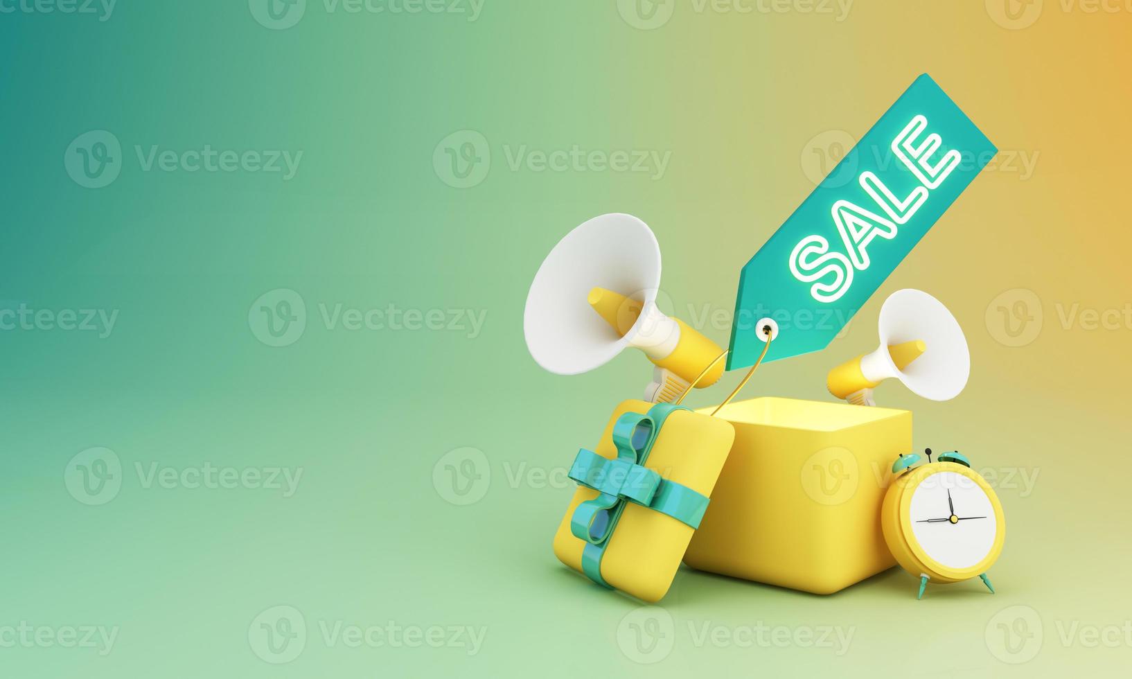 Fast delivery by scooter bike and van with mobile. E-commerce concept. Online food and shopping crate box order with route map. Webpage, app design. yellow and blue background. perspective 3d render photo