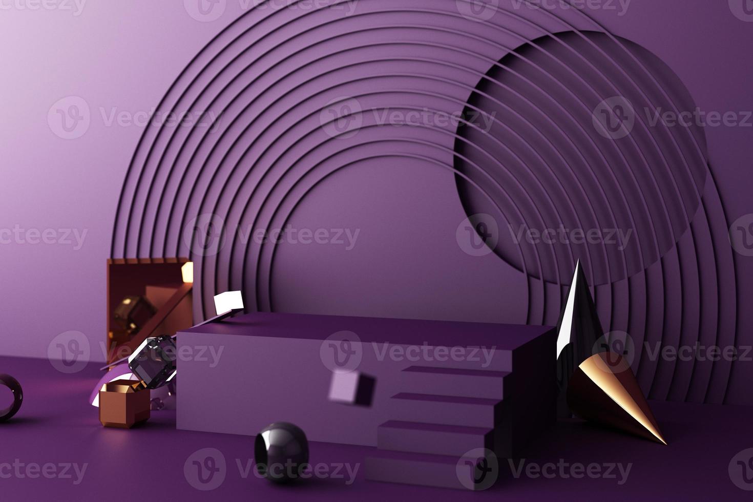Minimal abstract geometric background with direct sunlight in shades of green and yellow. Showcase scene with empty podium for product presentation 3d rendering photo