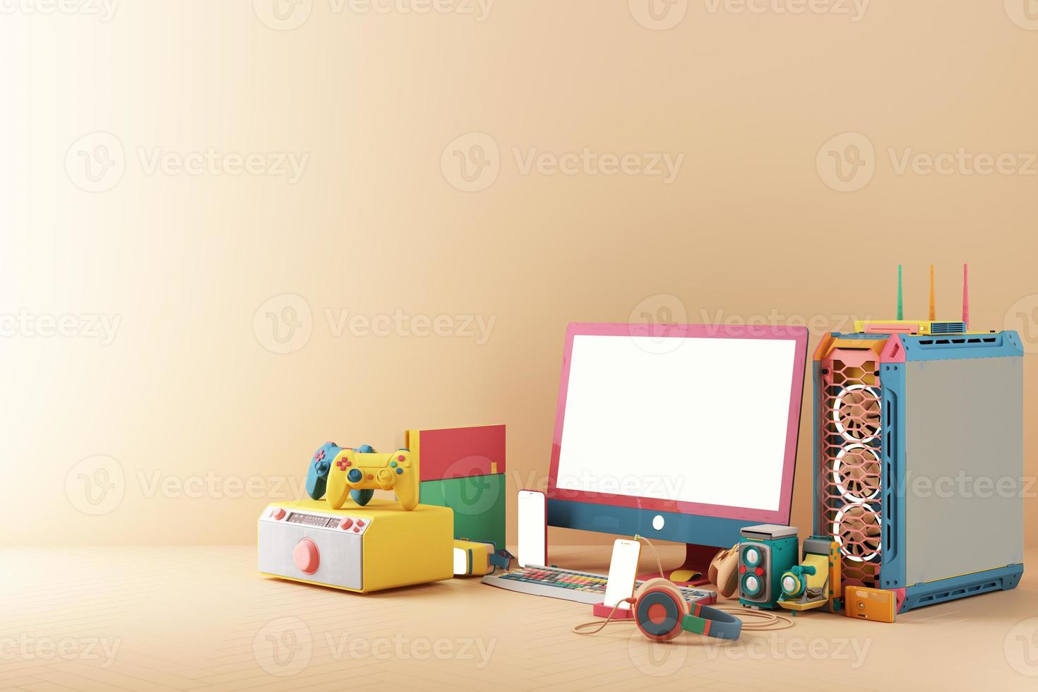 Mobile phone represent of Shopping Online on Mobile screen Application Concept Digital marketing with gamepad and video game console on colors pastel and statistics bar 3d rendering photo