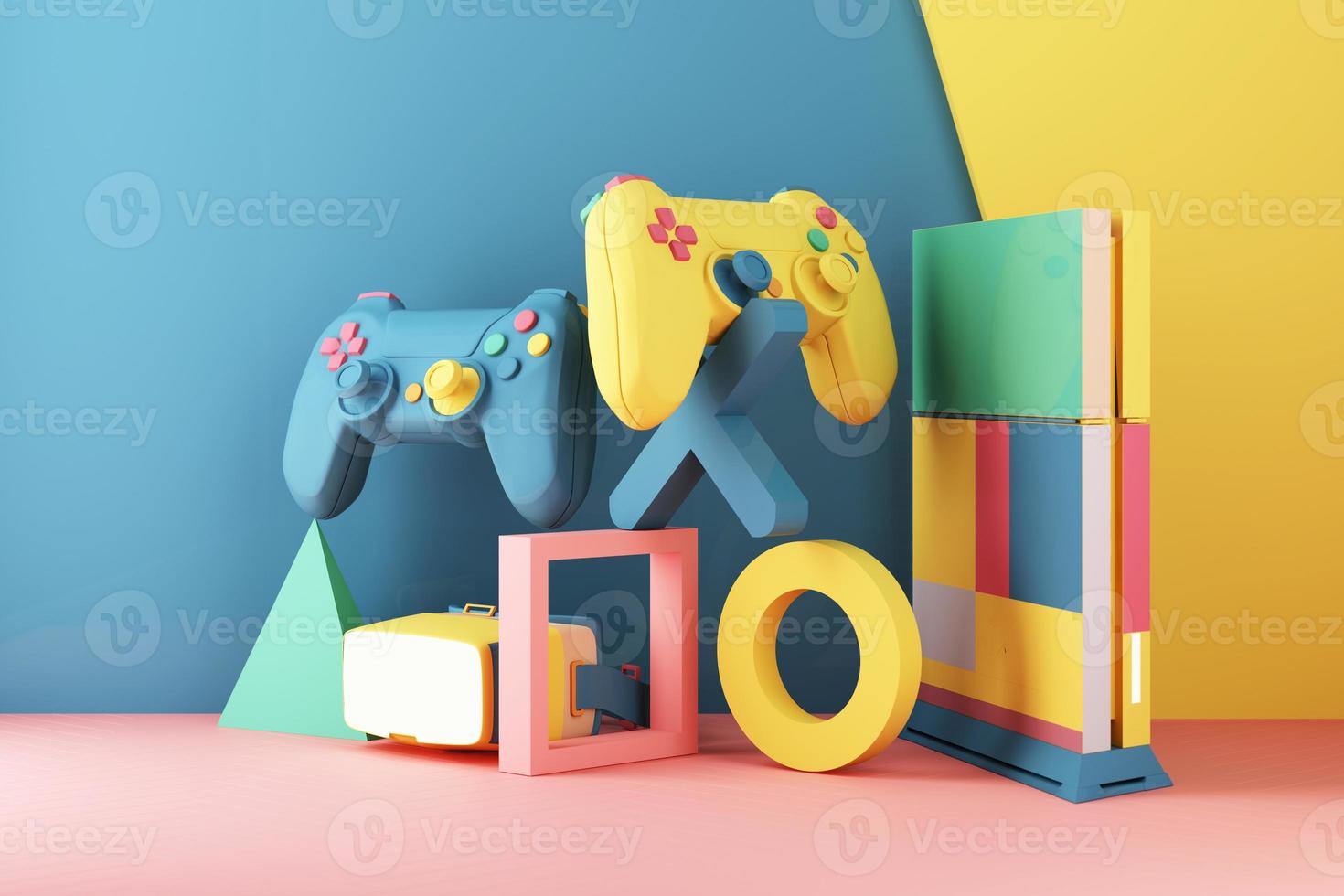 Mobile phone represent of Shopping Online on Mobile screen Application Concept Digital marketing with gamepad and video game console on colors pastel and statistics bar 3d rendering photo