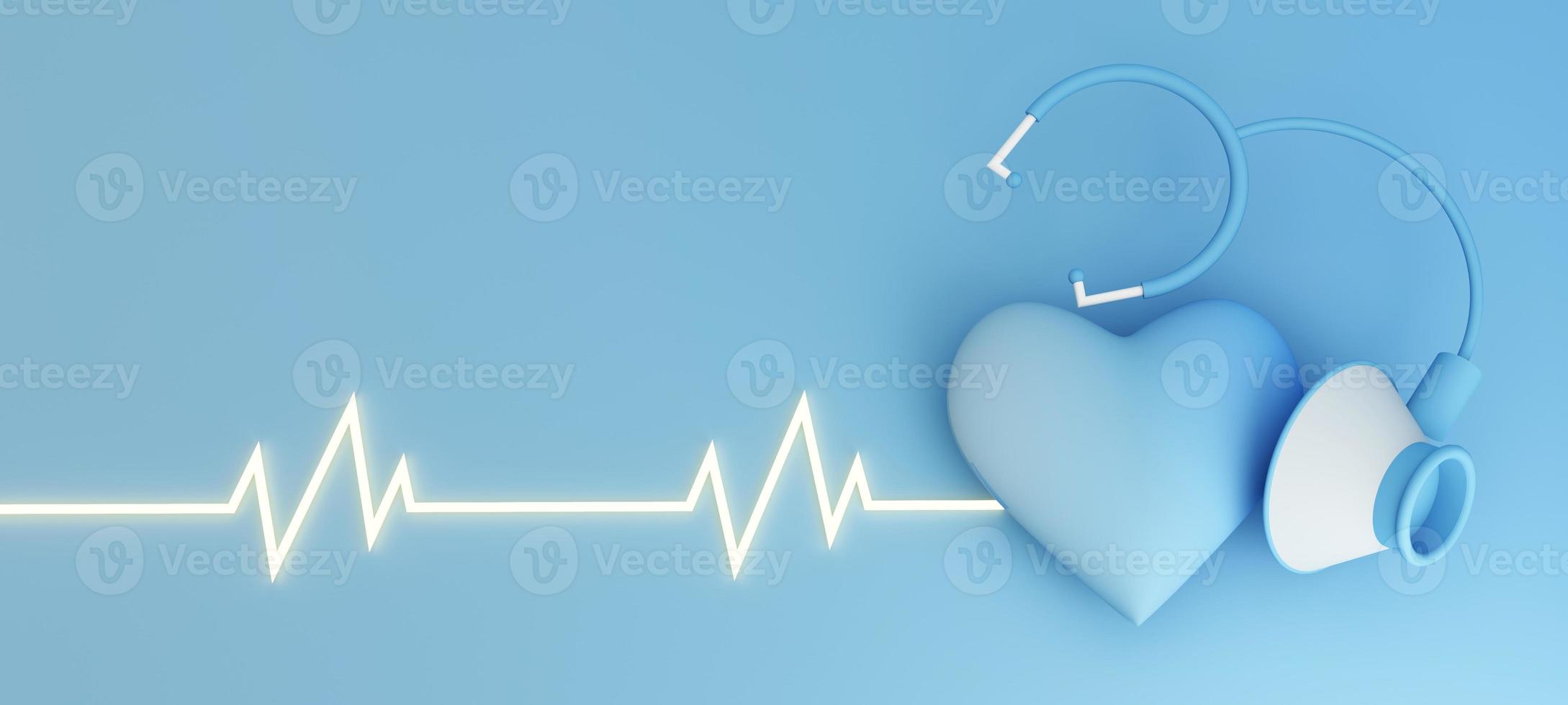 Health insurance concept with words coverage, protection, risk, and security online medicine on a virtual screen and a cartoon wood hand touching a button, isolated on blue background 3d rendering photo