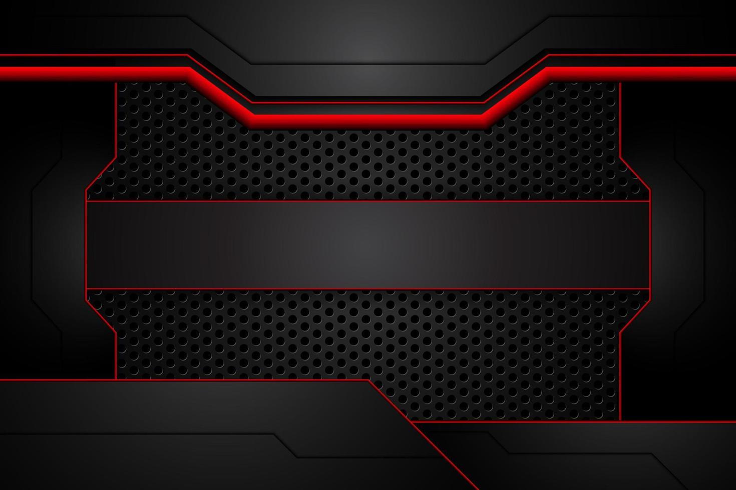 abstract metal modern red and black contrast on dark circle mesh design futuristic technology background. vector illustration
