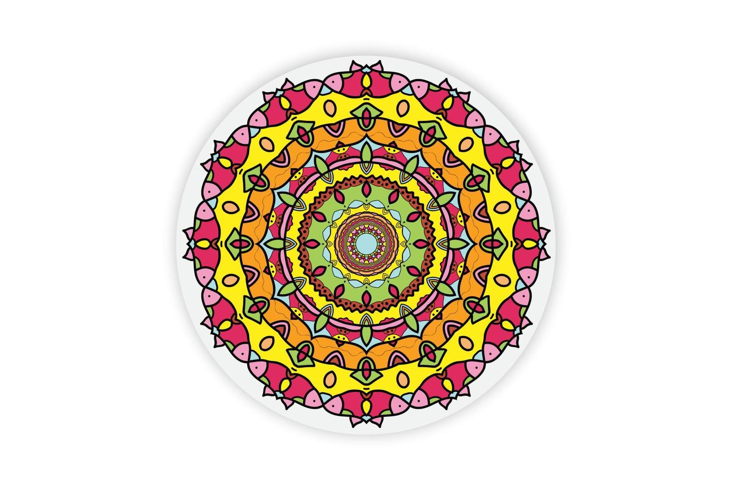 mandala color pattern decorative design background hand drawn line black and colorful. vector illustration