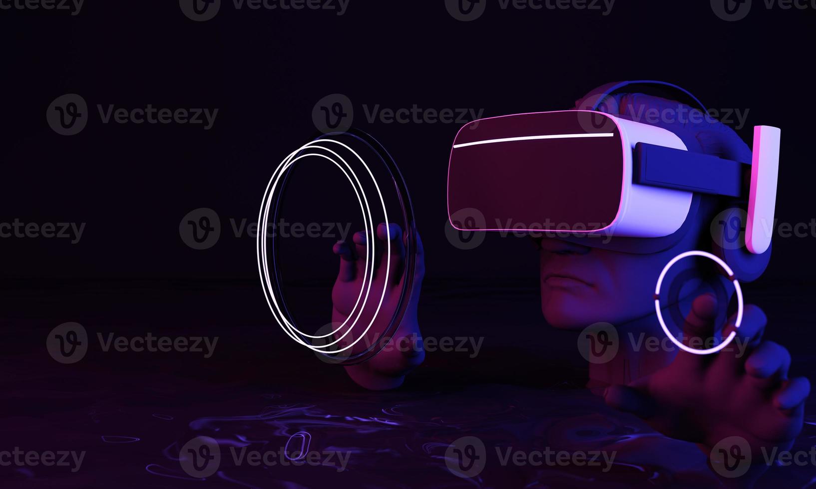 astronaut robot Riding a rocket in virtual world environments tall buildings Metaverse technology future concept. VR virtual digital reality cyber simulation Innovation connection. realistic 3d render photo