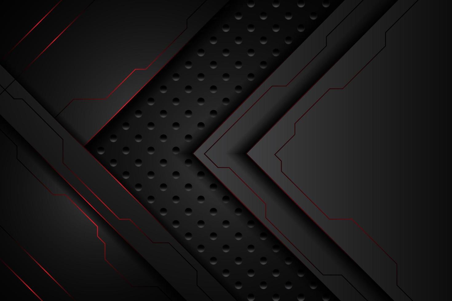 textura de carbono de metal abstracto moderno y líneas de borde rojo negro en diseño de malla de acero ilustración de vector de fondo de tecnología futurista