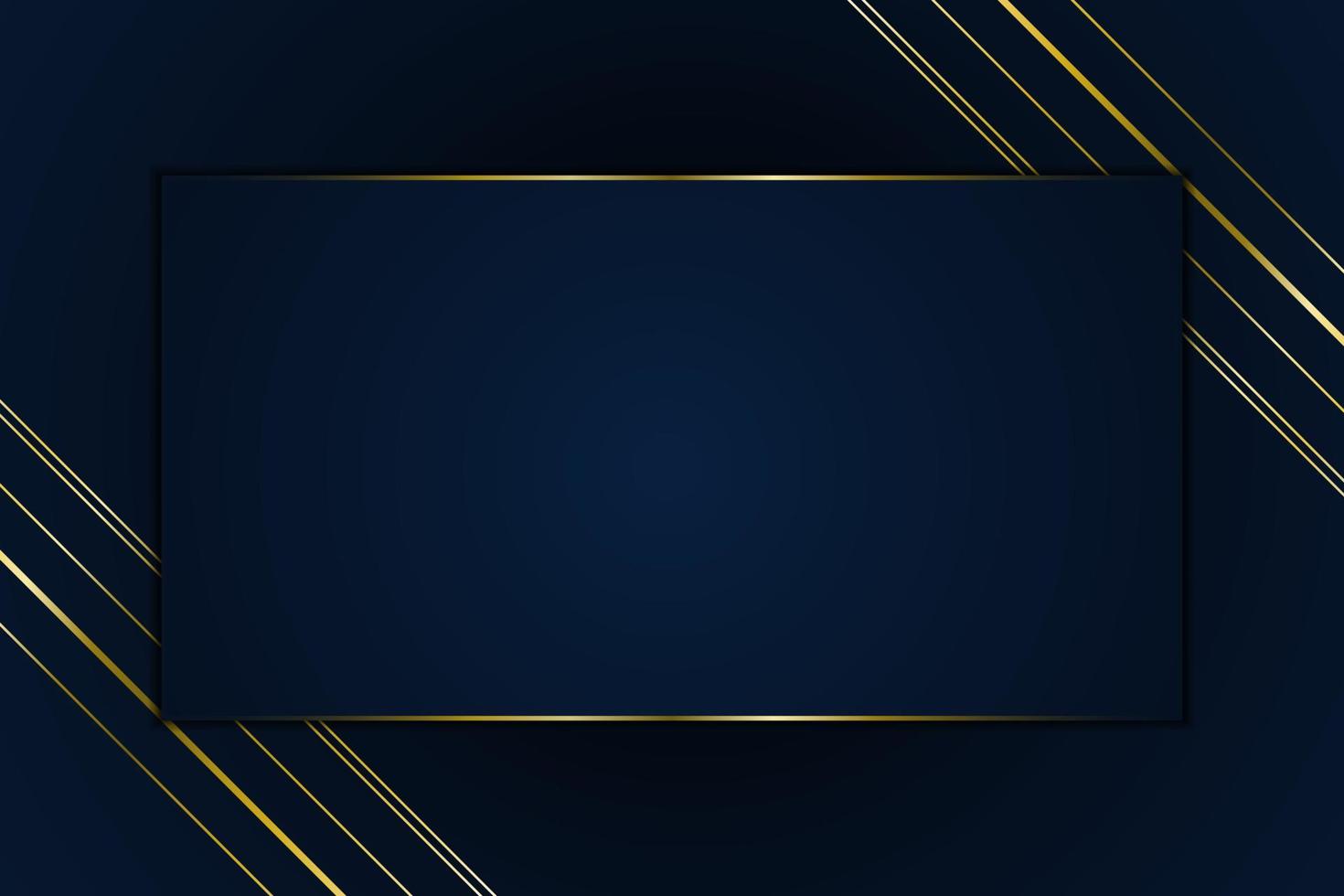 Luxury line golden border on fabric crumple with dark blue stripe background. Vector illustration