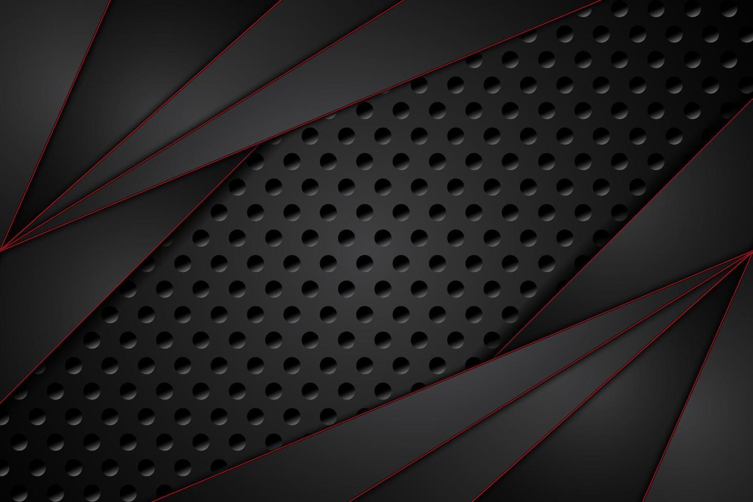metal plate black and contrast red stripes on steel mesh. template modern technology design background. vector illustration