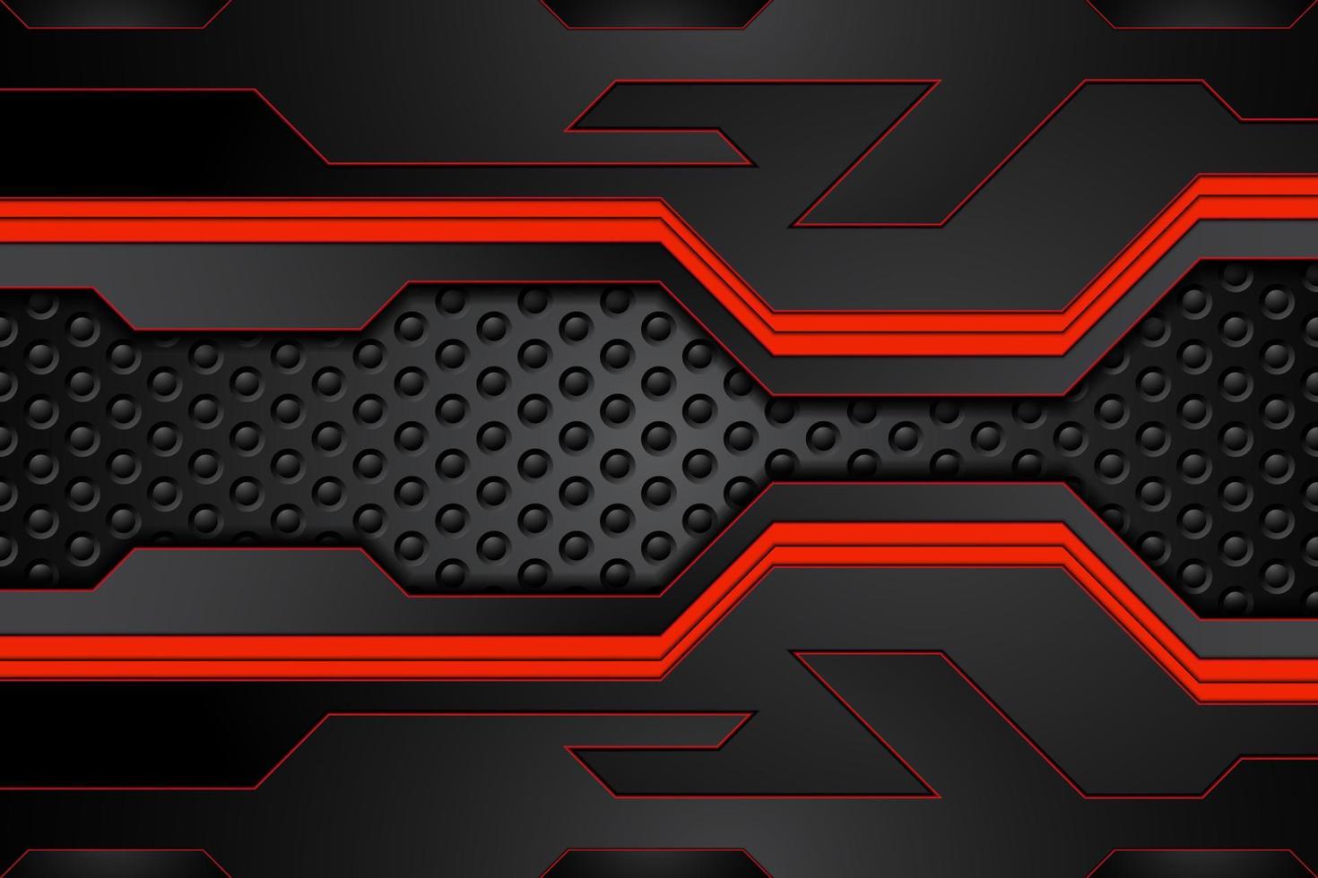 metal plate black and contrast red stripes on steel mesh. template modern technology design background. vector illustration