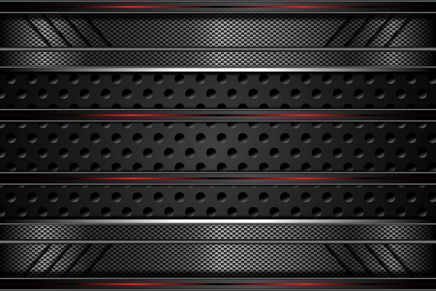 metal plate black and contrast red stripes on steel mesh. template modern technology design background. vector illustration