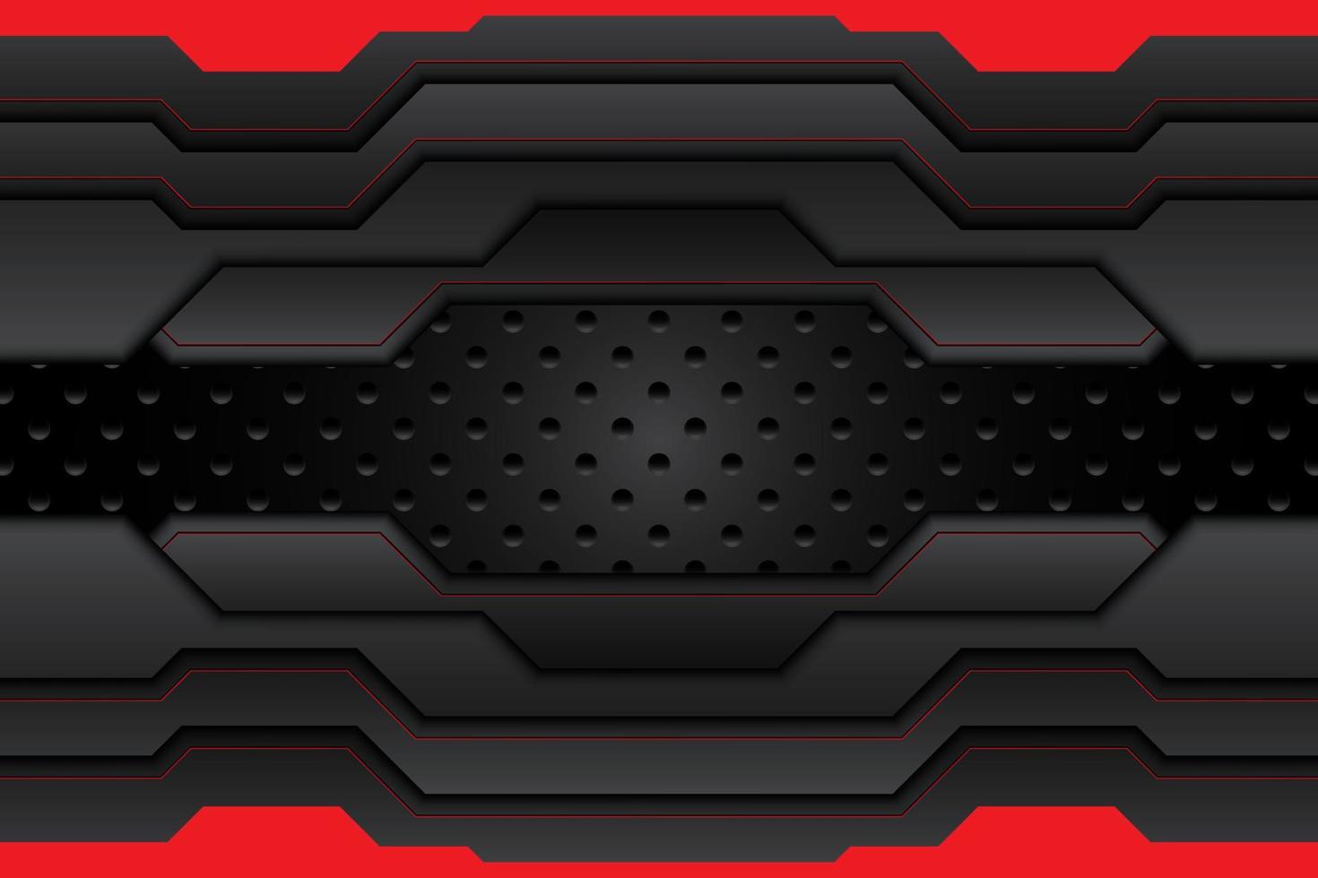 metal plate black and contrast red stripes on steel mesh. template modern technology design background. vector illustration